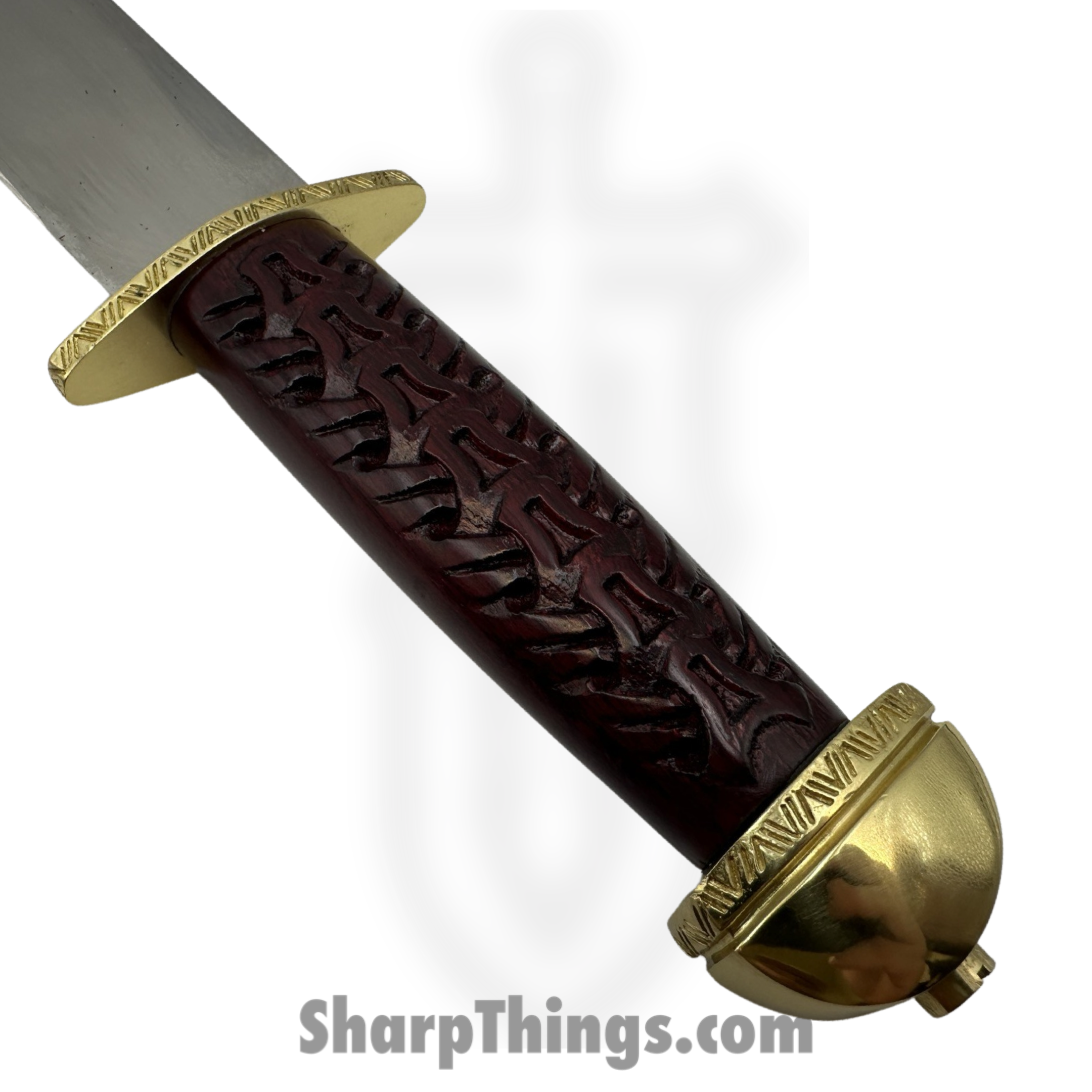 Cold Steel - CS88HUK - Chieftans Sax (Seax) - Fixed Blade Knife - 1055 Satin Clip Point - Malaysian Sal Wood - Brown - Image 5