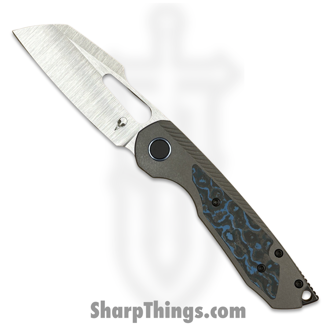 Sparrow Knife Co. - SKCSTRXV3 - Strix R2 Artic Storm - Folding Knife - Magnacut Satin Wharncliffe - Titanium/FatCarbon - Gray/Blue/Black