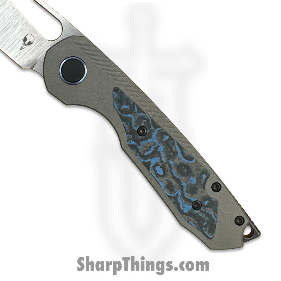 Sparrow Knife Co. - SKCSTRXV3 - Strix R2 Artic Storm - Folding Knife - Magnacut Satin Wharncliffe - Titanium/FatCarbon - Gray/Blue/Black - Image 6