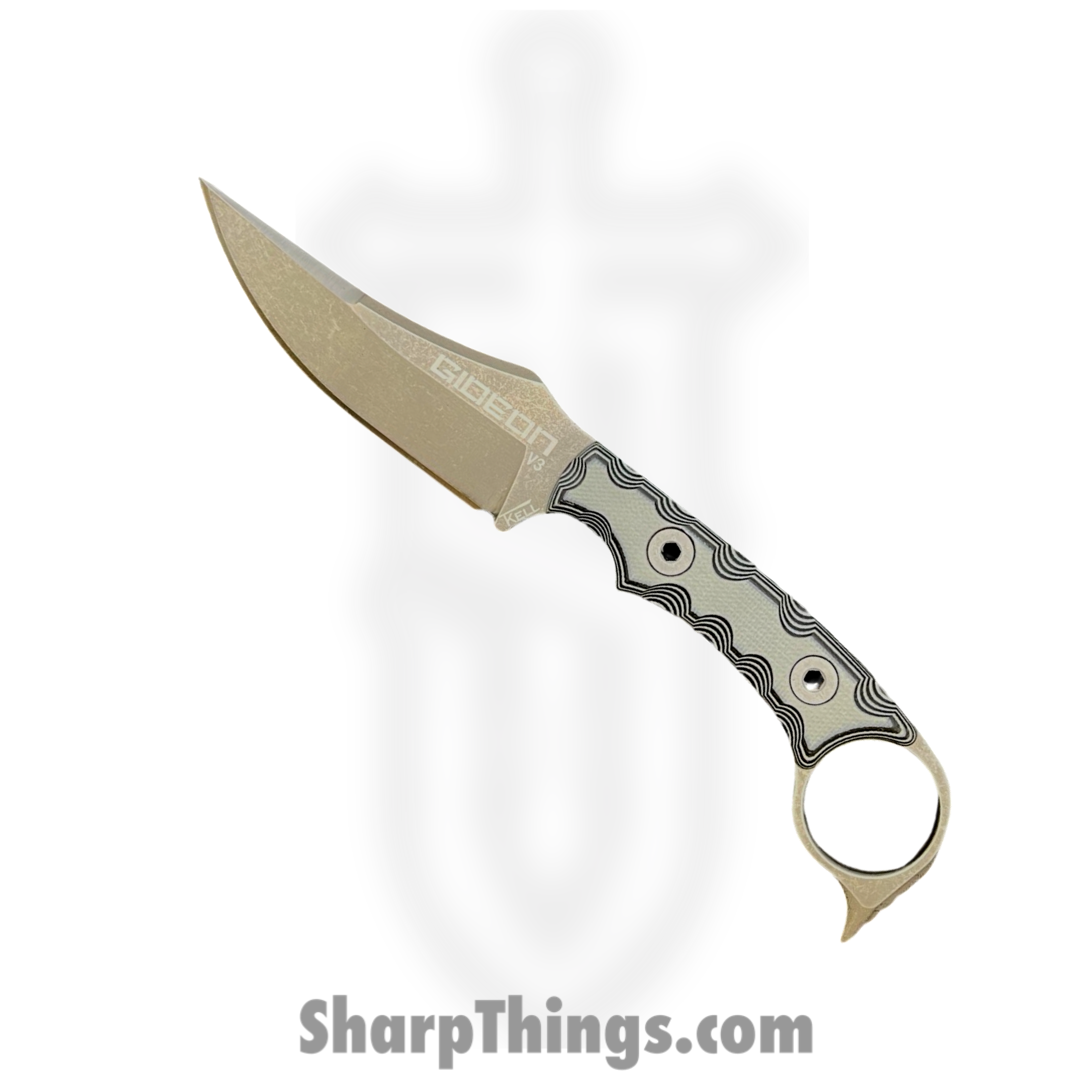 T.Kell Knives - GidV3g10Gun - Gideon V3 - Fixed Blade Knife - Nitro V Coated Trailing Point - G10 - Gunmetal
