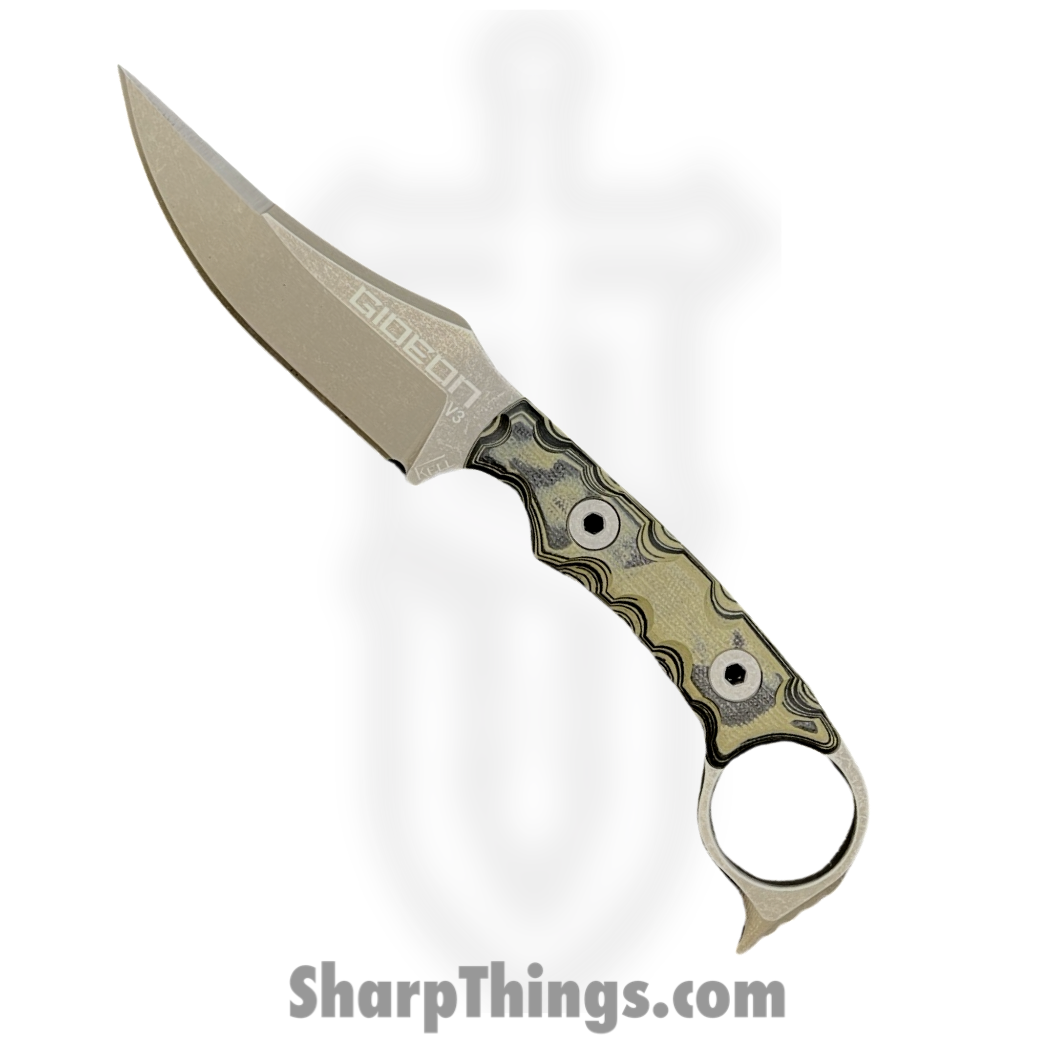 T.Kell Knives - GidV3g10War - Gideon V3 - Fixed Blade Knife - Nitro V Coated Trailing Point - G10 - Warrior