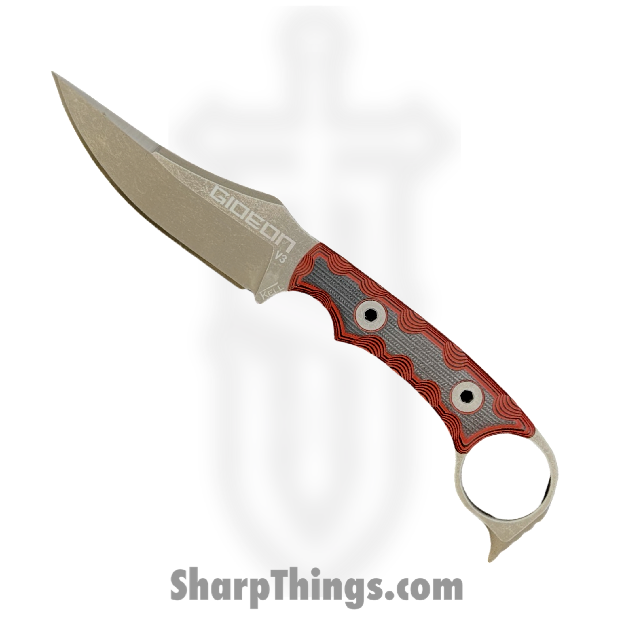 T.Kell Knives - GidV3g10Brim - Gideon V3 - Fixed Blade Knife - Nitro V Coated Trailing Point - G10 - Brimstone