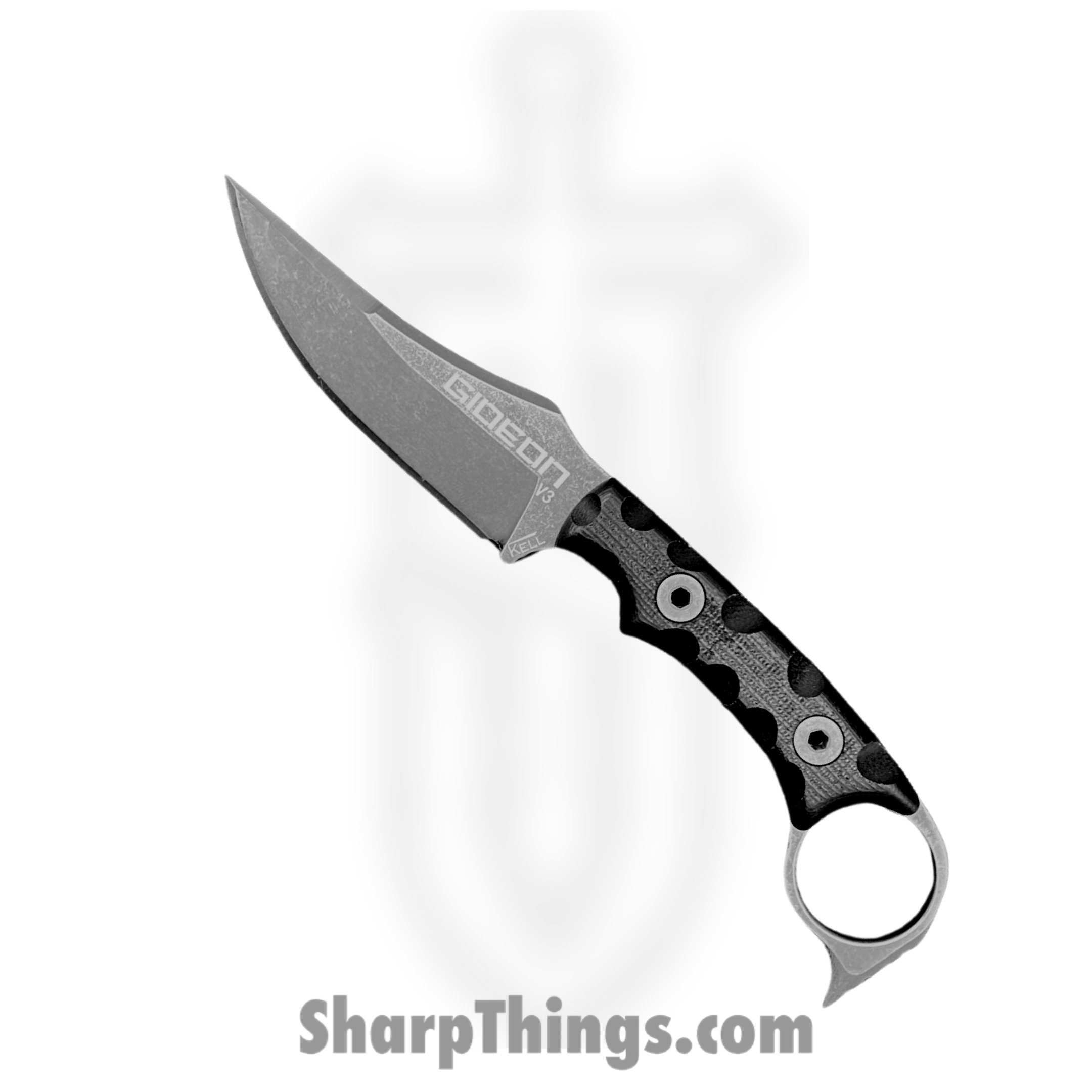 T.Kell Knives - GidV3g10Blk - Gideon V3 - Fixed Blade Knife - Nitro V Coated Trailing Point - G10 - Black