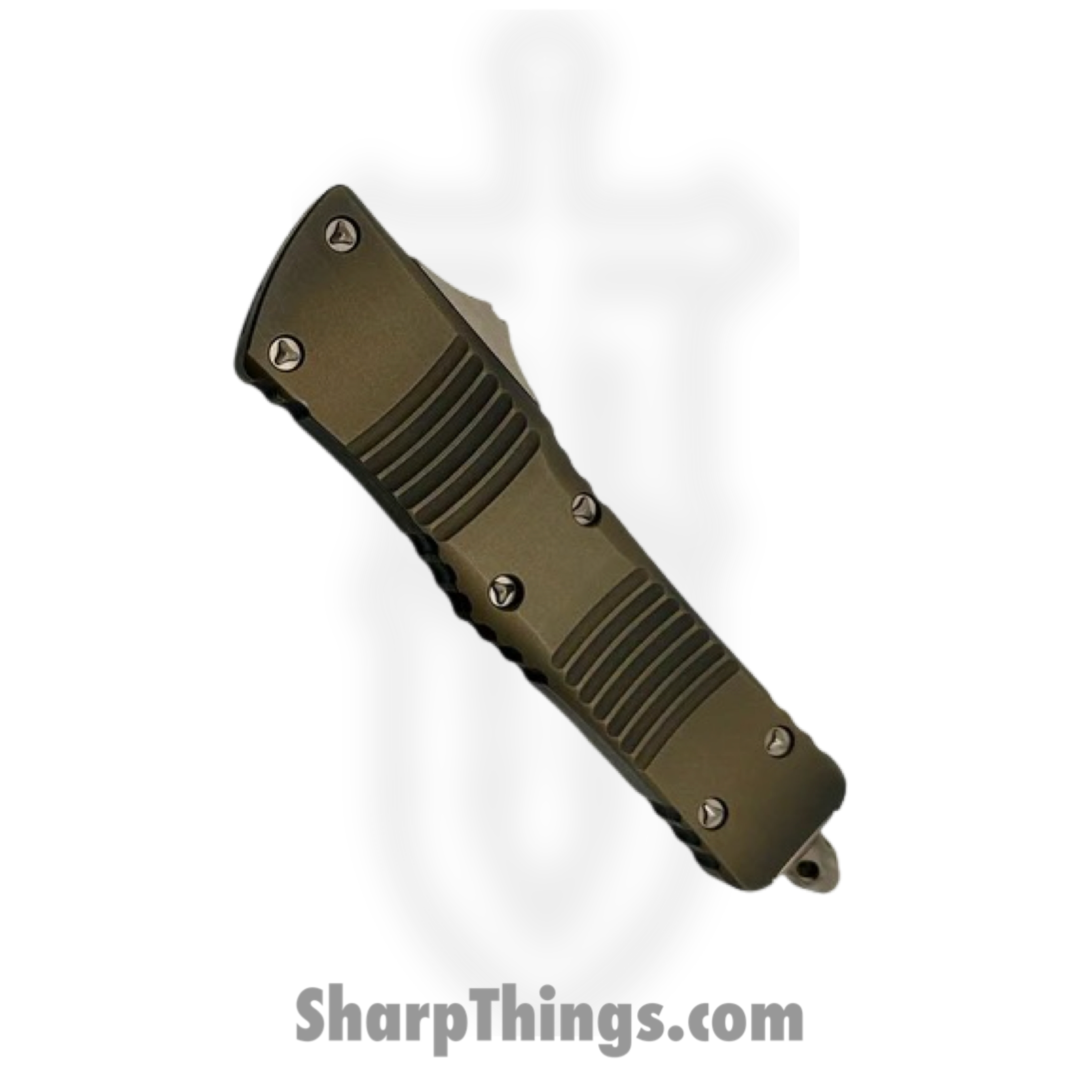 Microtech - 142-16BZABLPS - Combat Troodon - OTF Auto - Bronzed Damascus Dagger - 6061-T6 Aluminum - Antique Bronze - Image 3