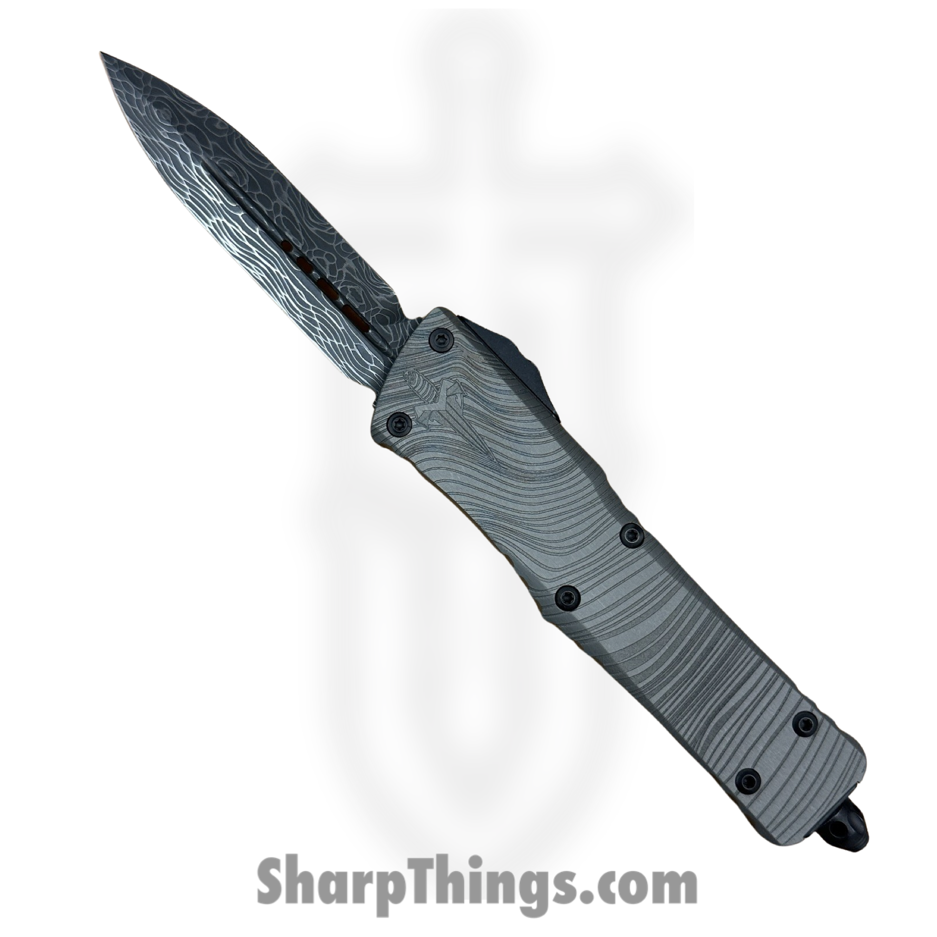 Microtech - 142-16DLCBES - Beskar Combat Troodon - OTF Auto - Damascus Dagger - 6061-T6 Aluminum - Gray