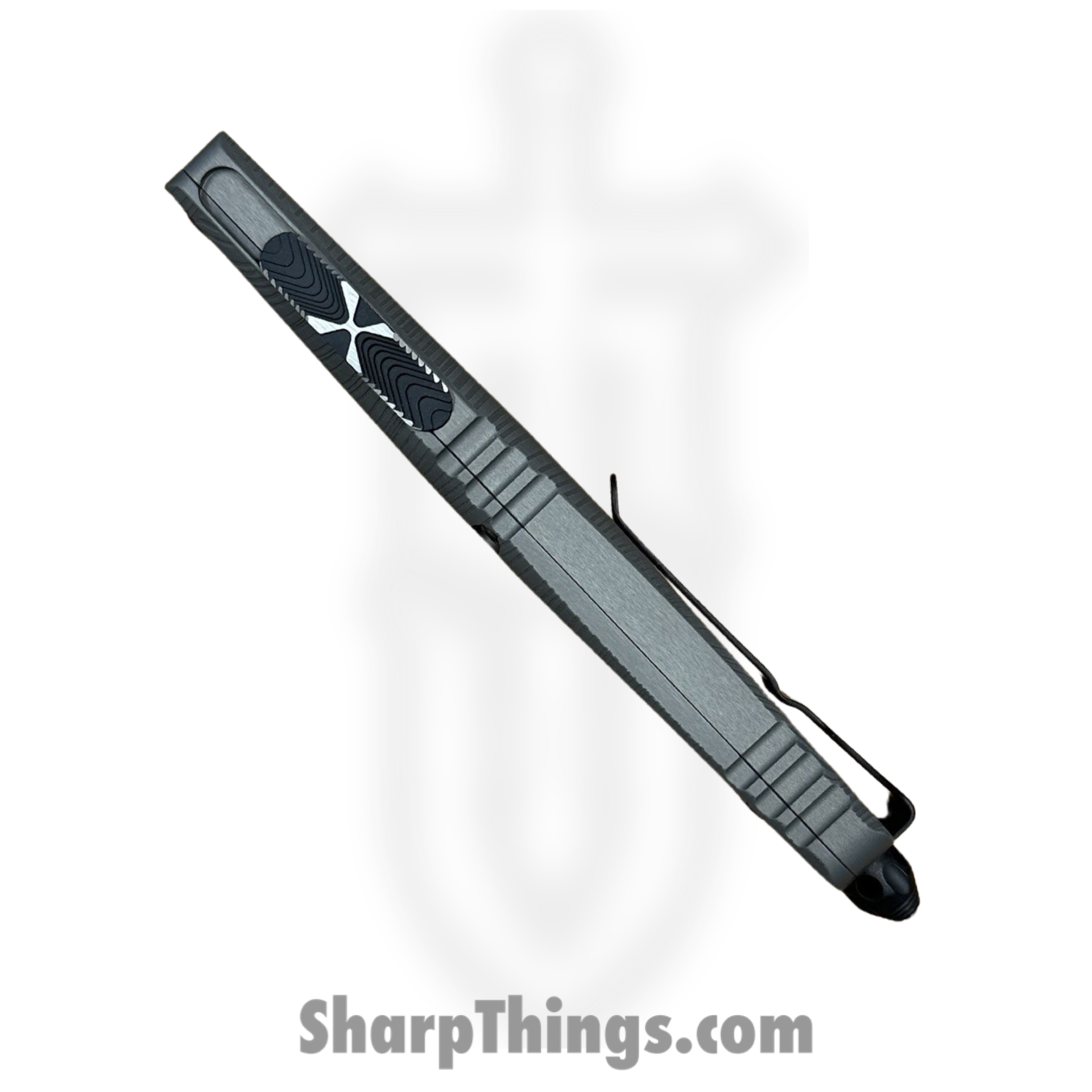 Microtech - 142-16DLCBES - Beskar Combat Troodon - OTF Auto - Damascus Dagger - 6061-T6 Aluminum - Gray - Image 7