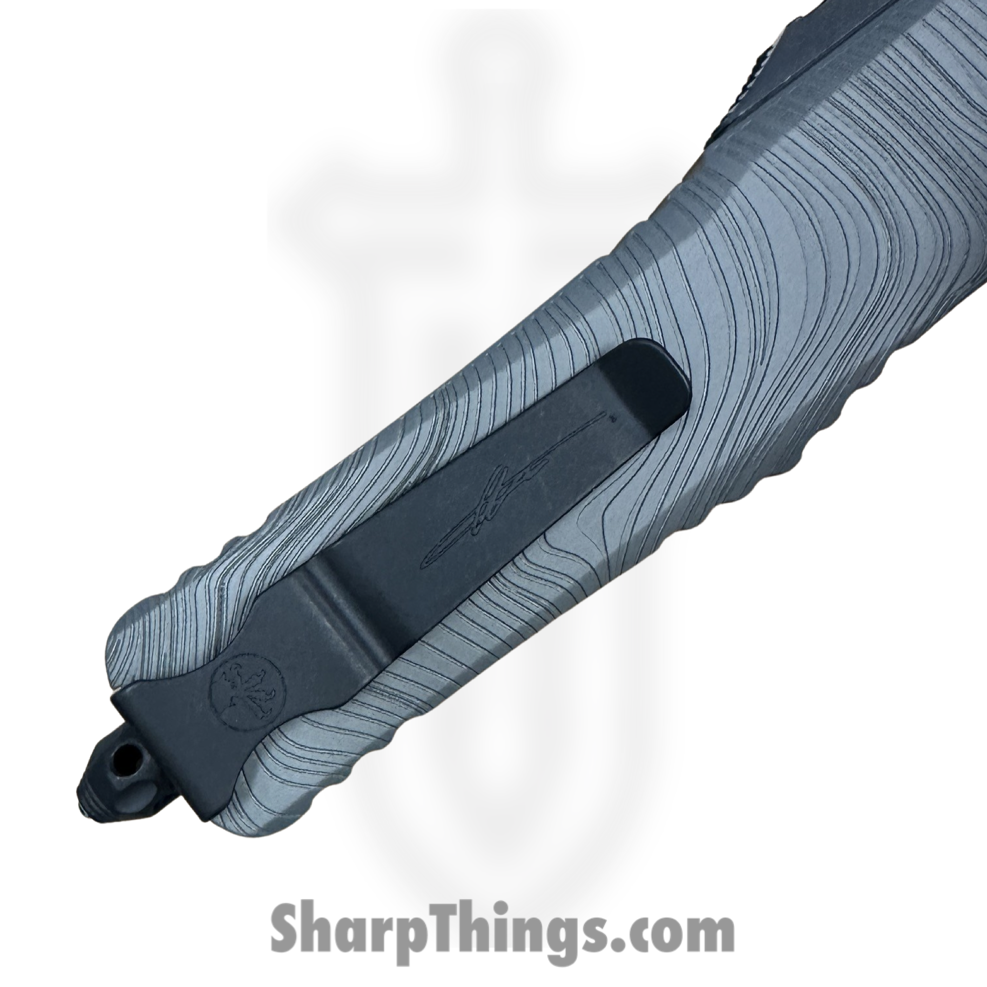 Microtech - 142-16DLCBES - Beskar Combat Troodon - OTF Auto - Damascus Dagger - 6061-T6 Aluminum - Gray - Image 8