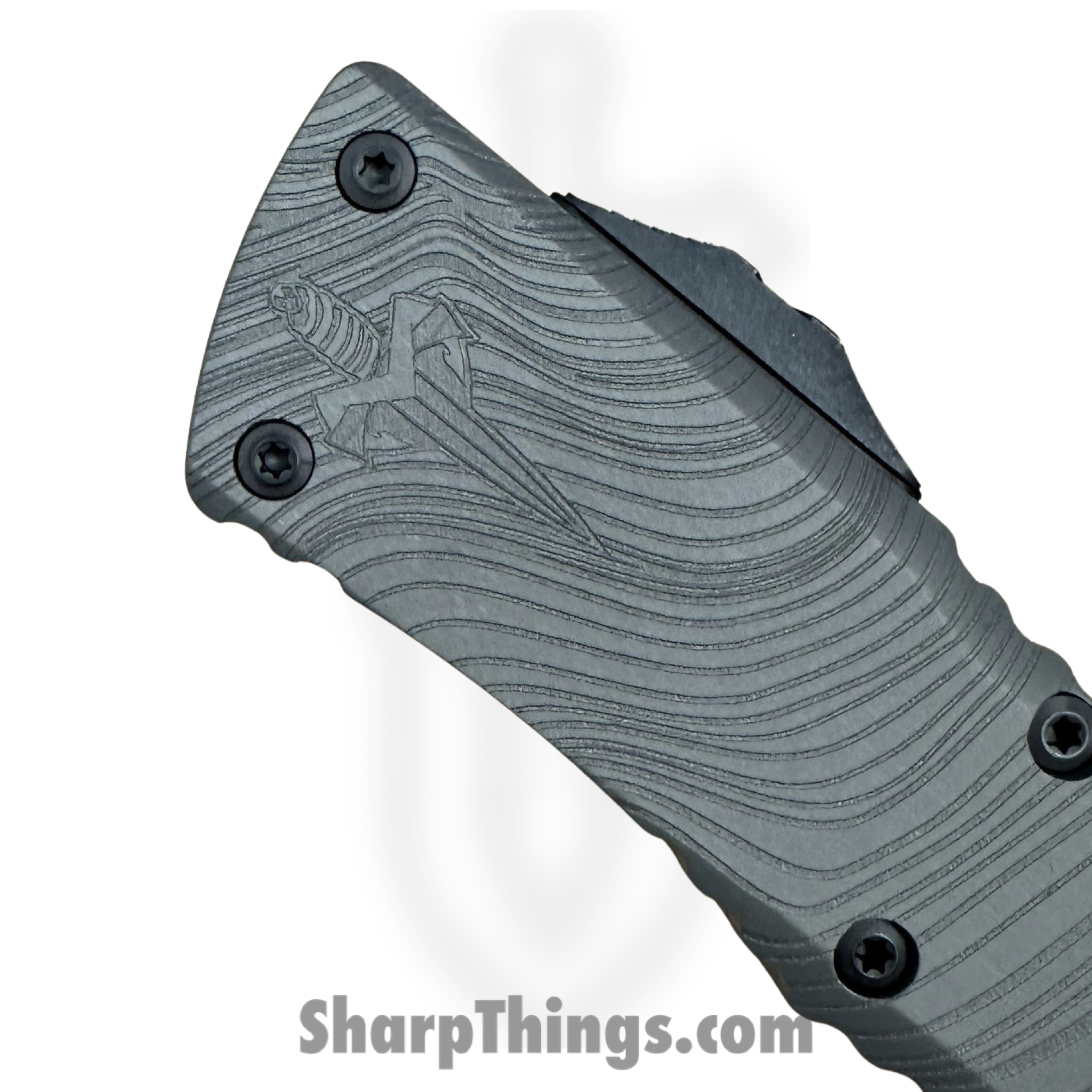 Microtech - 142-16DLCBES - Beskar Combat Troodon - OTF Auto - Damascus Dagger - 6061-T6 Aluminum - Gray - Image 6