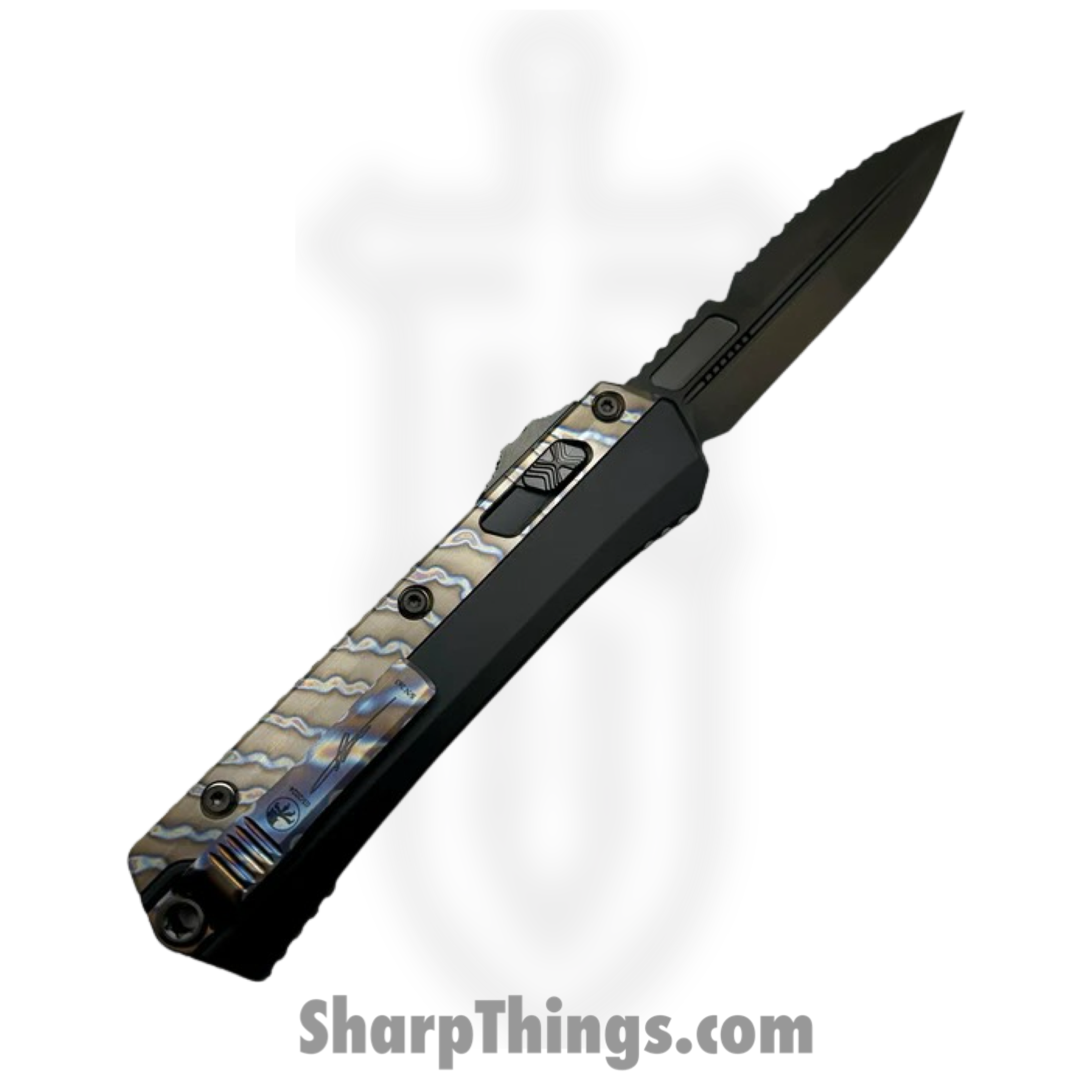 Microtech - 184-2DLCFA - Glykon - OTF Auto - M390 DLC Bayonet - Aluminum - Black Flamed Ti Accents - Image 2