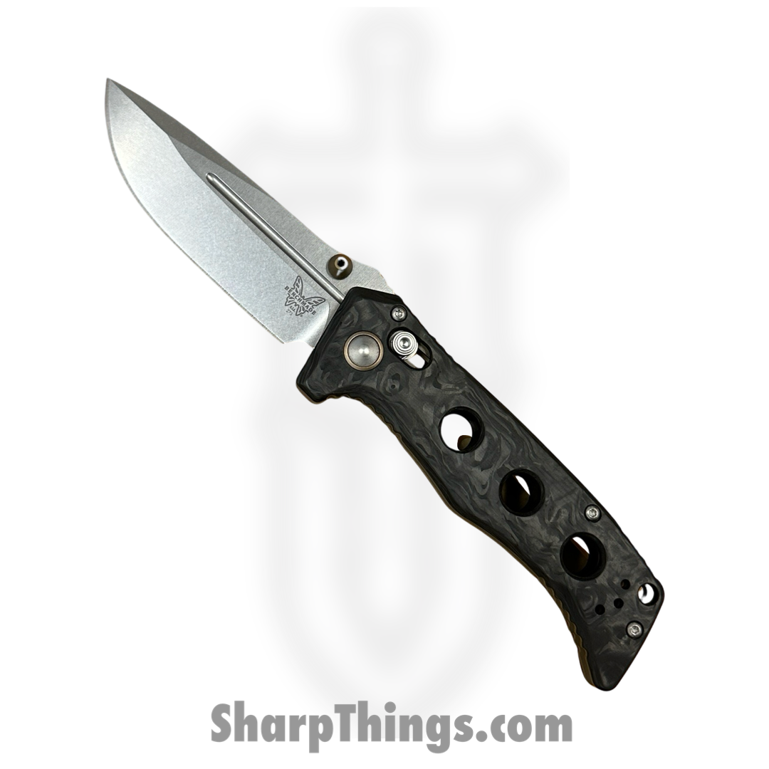 Benchmade - 273-03 - Mini Adamas - Folding Knife - Stonewash Magnacut Drop Point - Marbled Carbon Fiber - Black