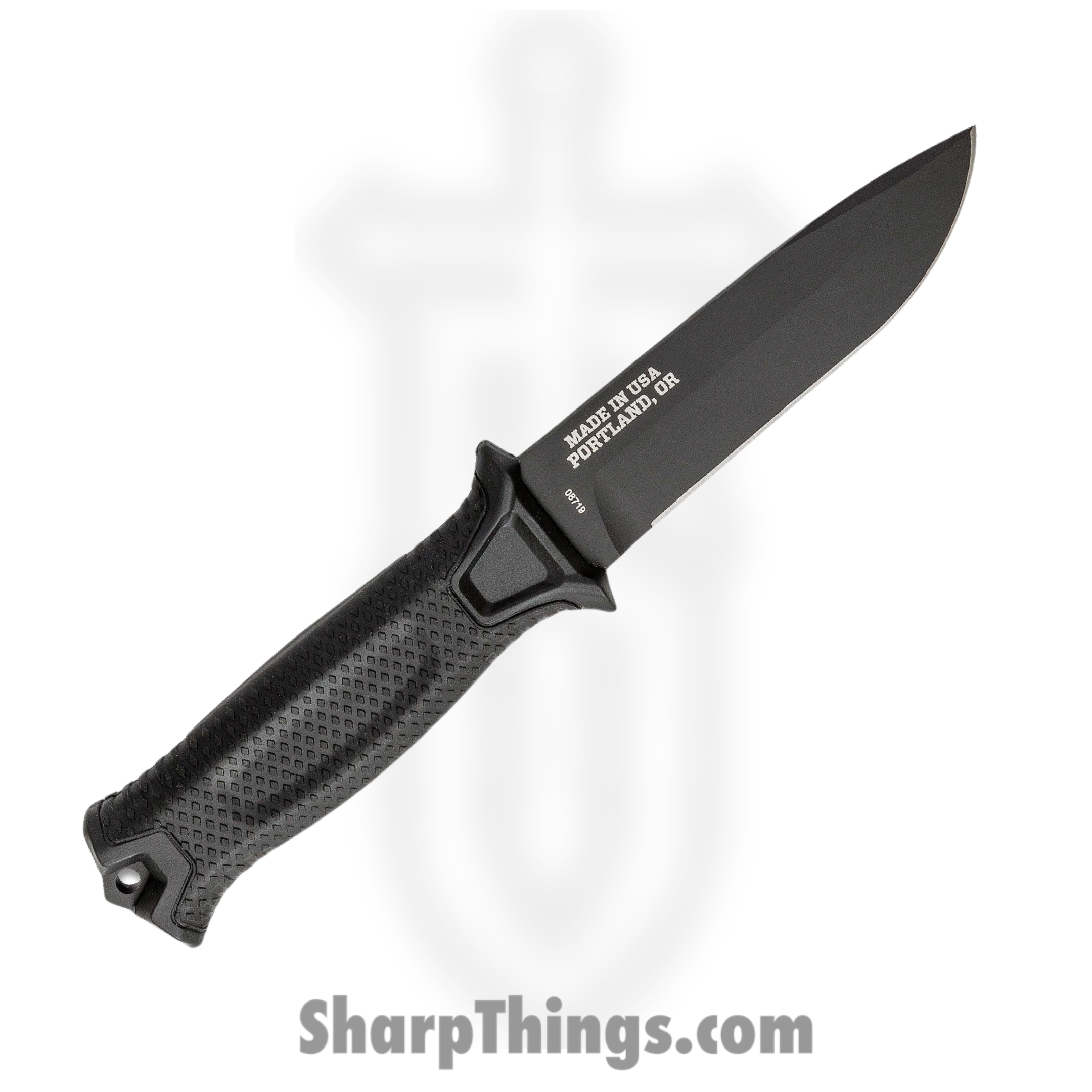 Gerber - 30-001038N - Strongarm - Fixed Blade Knife - 420HC Steel DLC Full Tang - GFN with Rubber Overmold - Black - Image 2