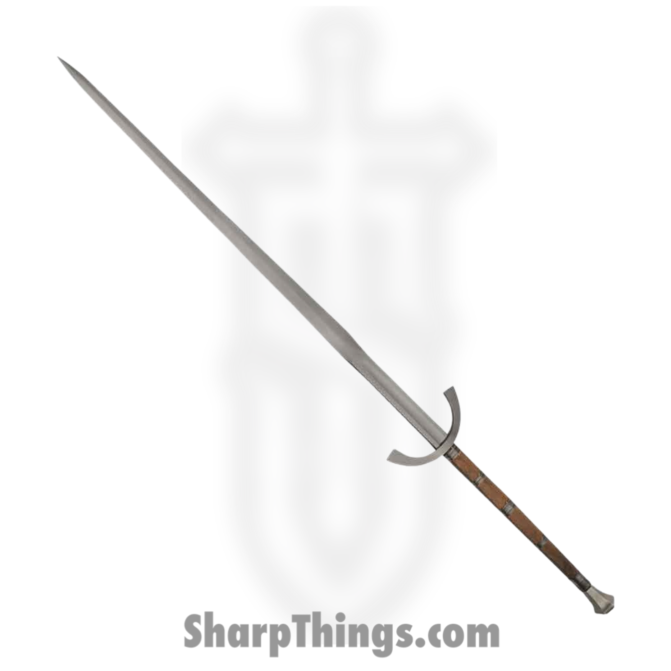 Battle Tested - BT2704 - Great Sword - Fixed Blade Knife - Carbon Steel Polished - Wire Wrapped Wood - Brown