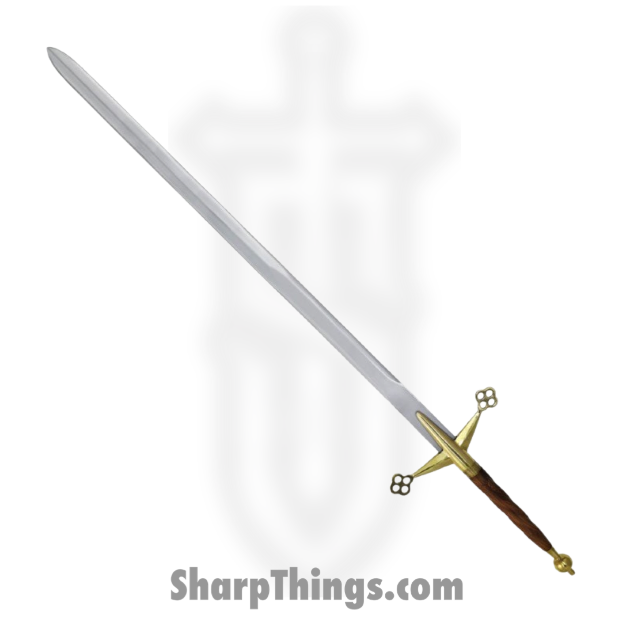 Factory X - FXSN612 - Twisted Hilt Claymore - Fixed Blade Knife - Carbon Steel Polished - Wood - Brown