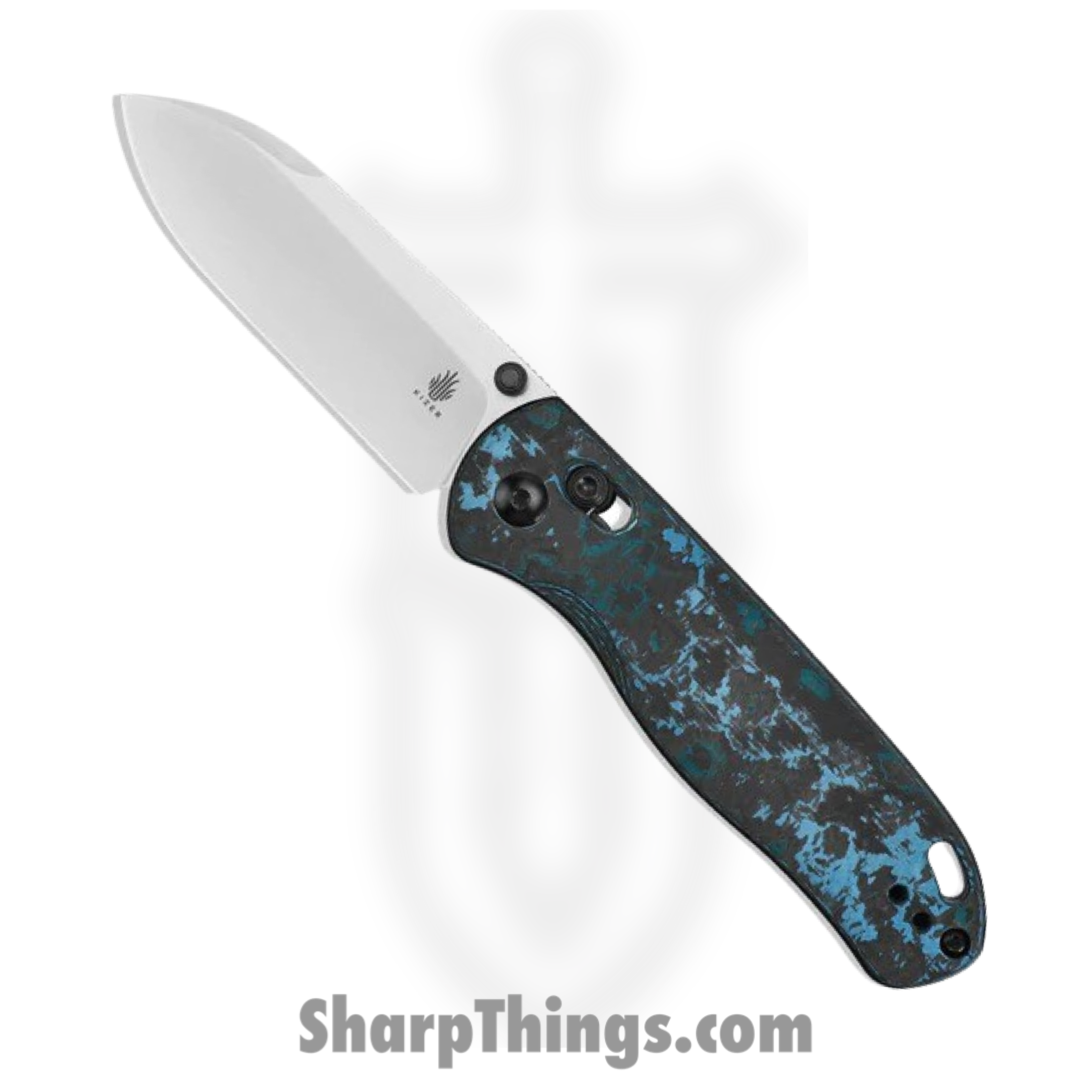 Kizer Cutlery - KI3619A2 - Drop Bear - Folding Knife - Elmax Satin Drop Point - Fatcarbon - Black Blue