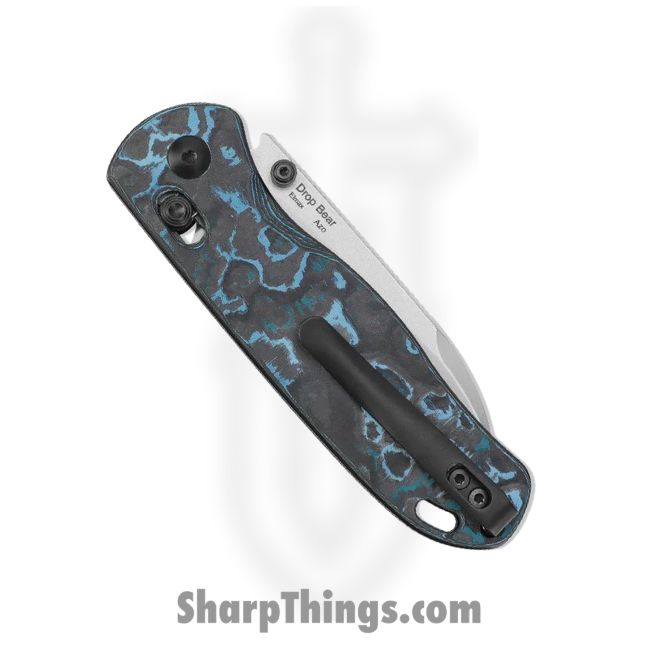 Kizer Cutlery - KI3619A2 - Drop Bear - Folding Knife - Elmax Satin Drop Point - Fatcarbon - Black Blue - Image 6