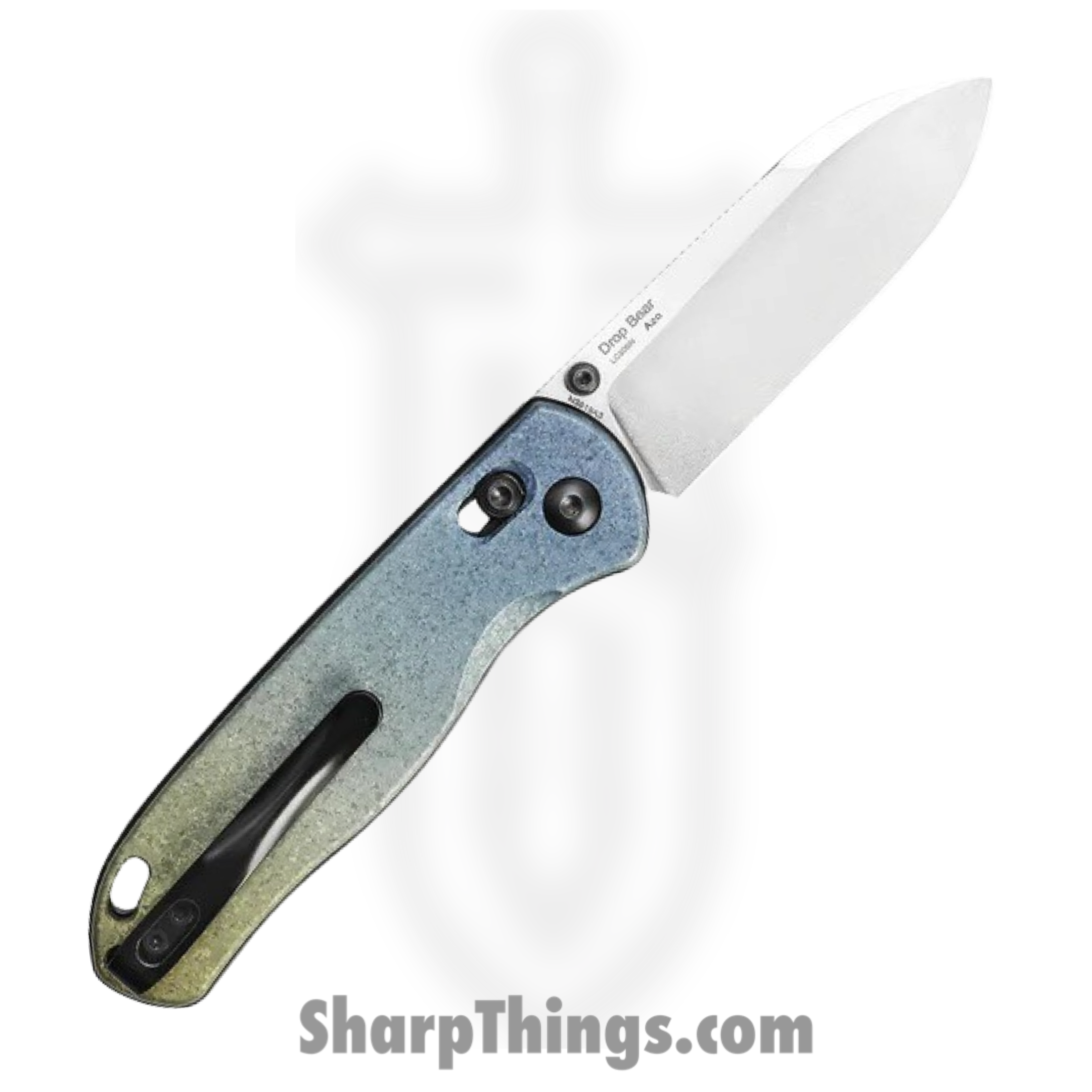 Kizer Cutlery - KI3619A3 - Drop Bear - Folding Knife - LC200N Stonewash Drop Point - Titanium - Green Blue - Image 2