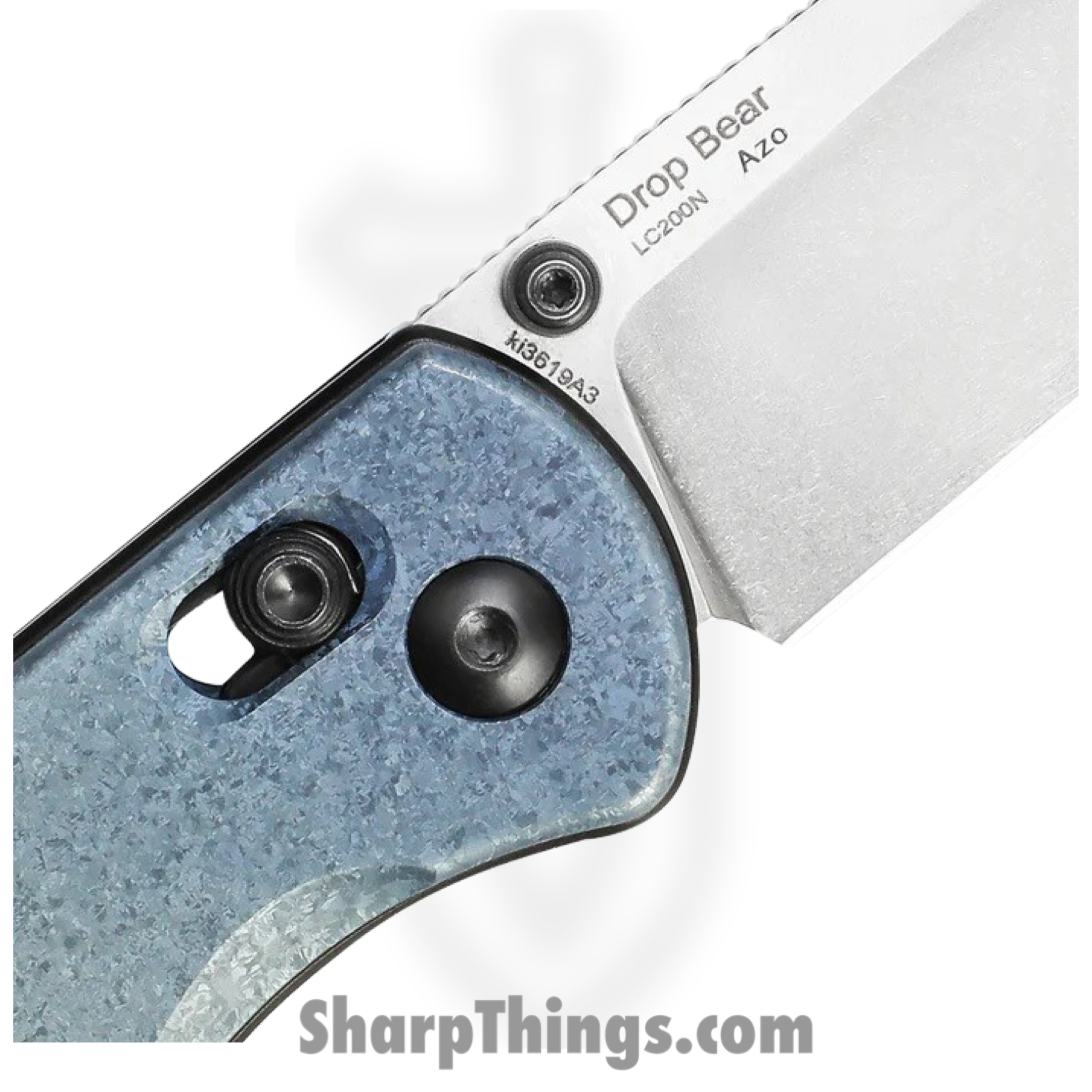 Kizer Cutlery - KI3619A3 - Drop Bear - Folding Knife - LC200N Stonewash Drop Point - Titanium - Green Blue - Image 4