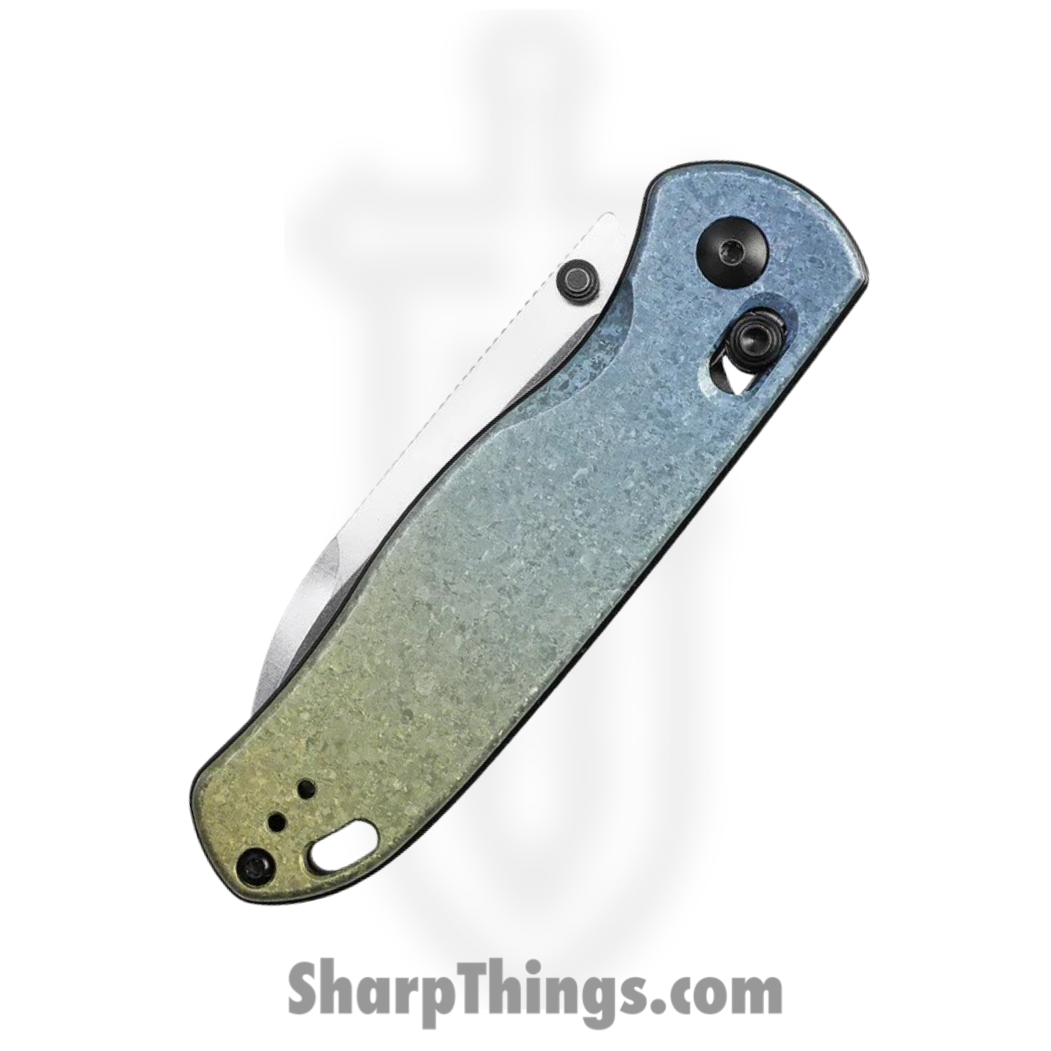Kizer Cutlery - KI3619A3 - Drop Bear - Folding Knife - LC200N Stonewash Drop Point - Titanium - Green Blue - Image 5