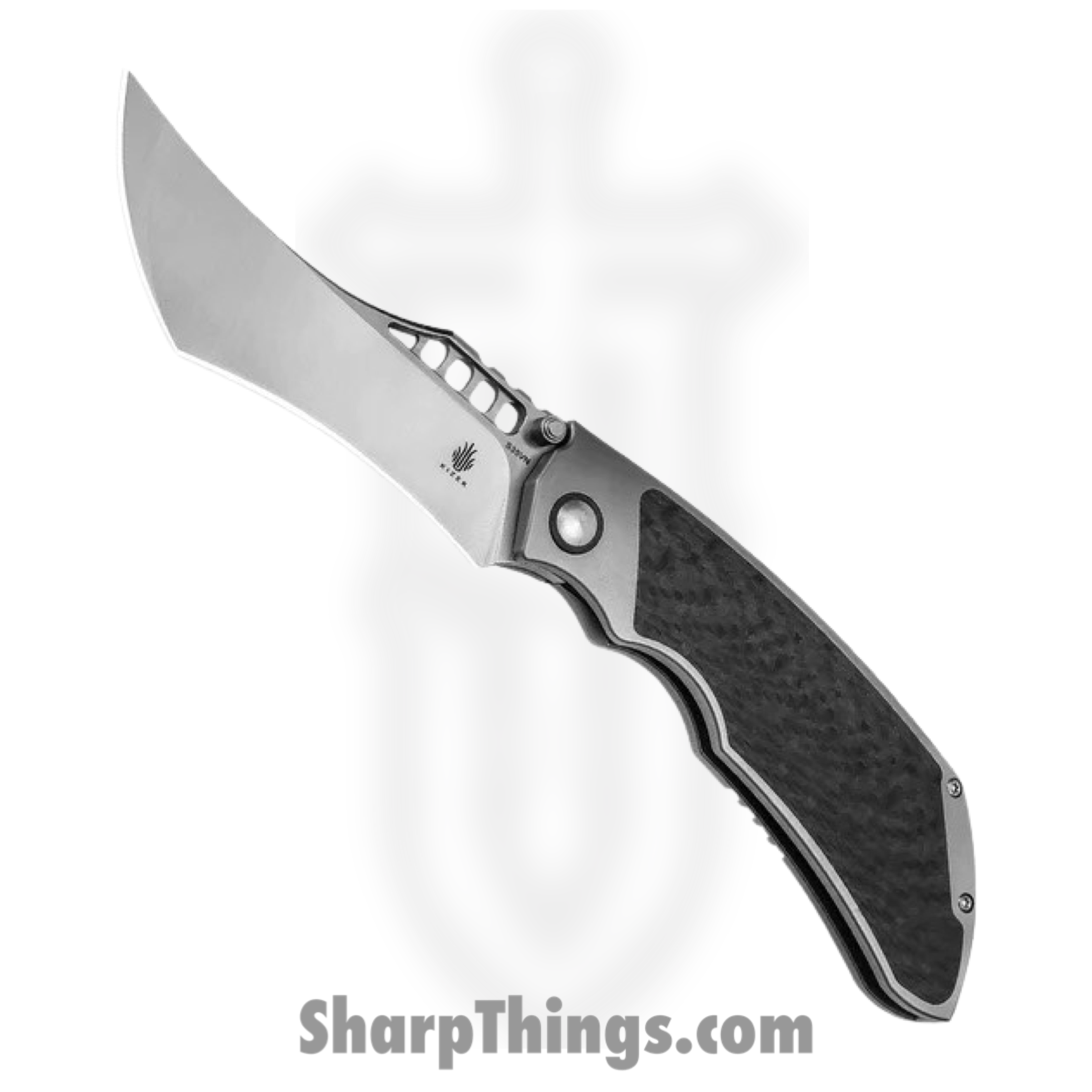 Kizer Cutlery - KI4642A1 - Huntsmen - Folding Knife - S35VN Satin Tanto - Titanium Carbon Fiber - Black Gray