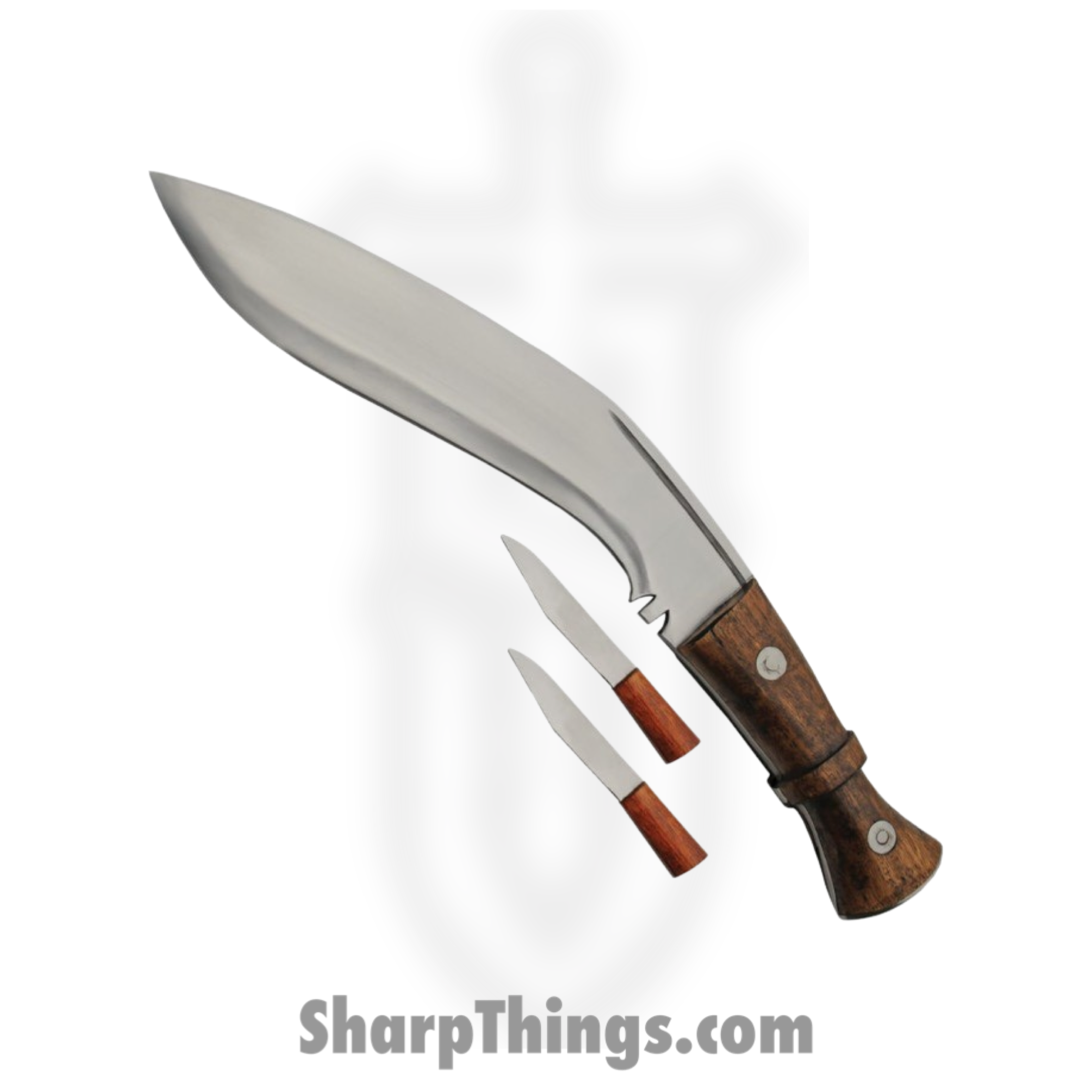 Pakistan Cutlery - PA882450 - Gurkha Service Kukri - Fixed Blade Knife - Stainless Steel Satin Kukri - Wood - Brown