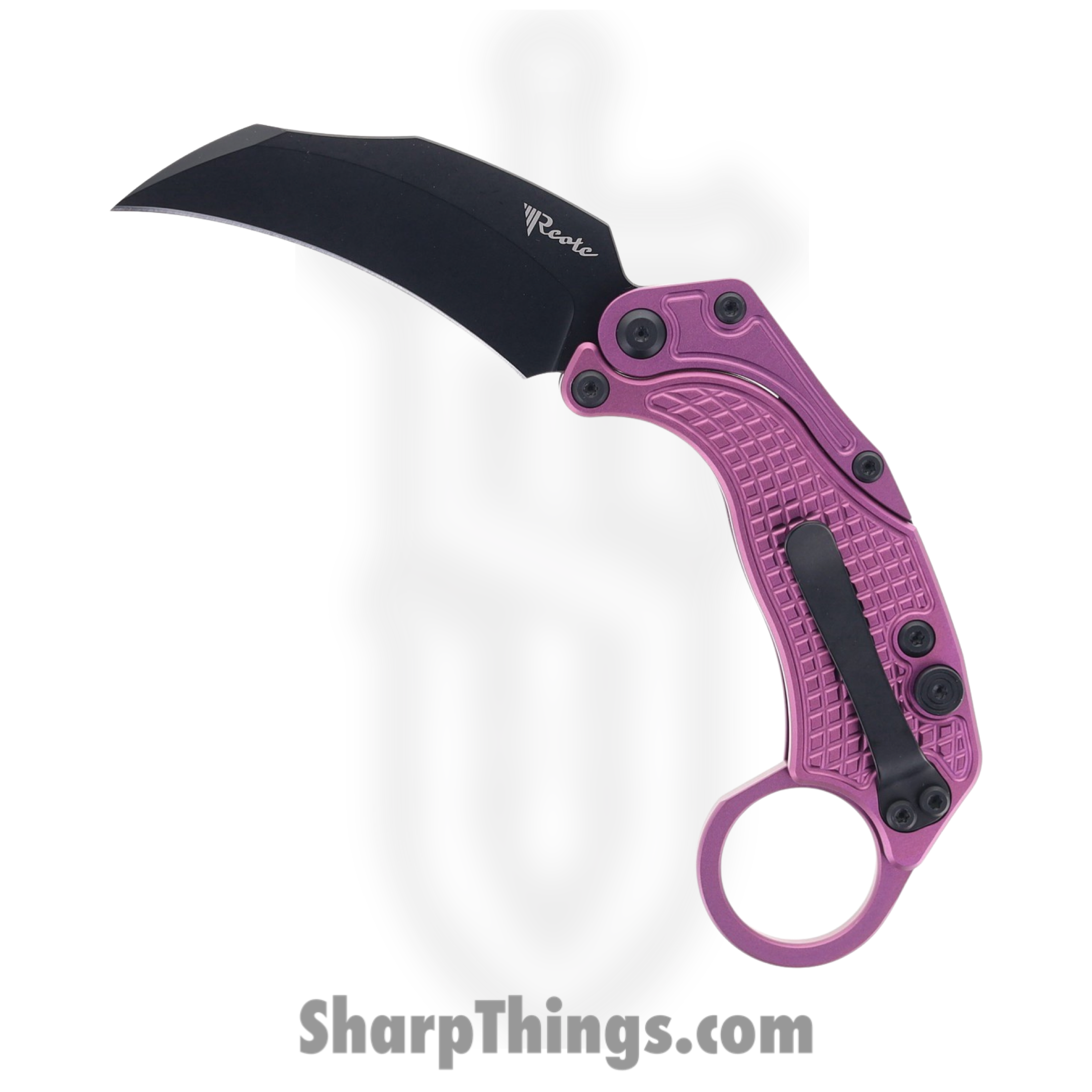Reate Knives - REA122 - EXO-K - Folding Knife - Bohler N690 Coated Hawkbill - Aluminum - Purple - Image 2