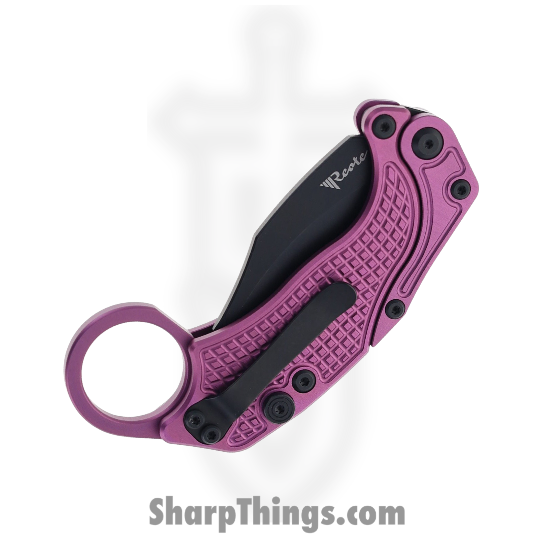 Reate Knives - REA122 - EXO-K - Folding Knife - Bohler N690 Coated Hawkbill - Aluminum - Purple - Image 4