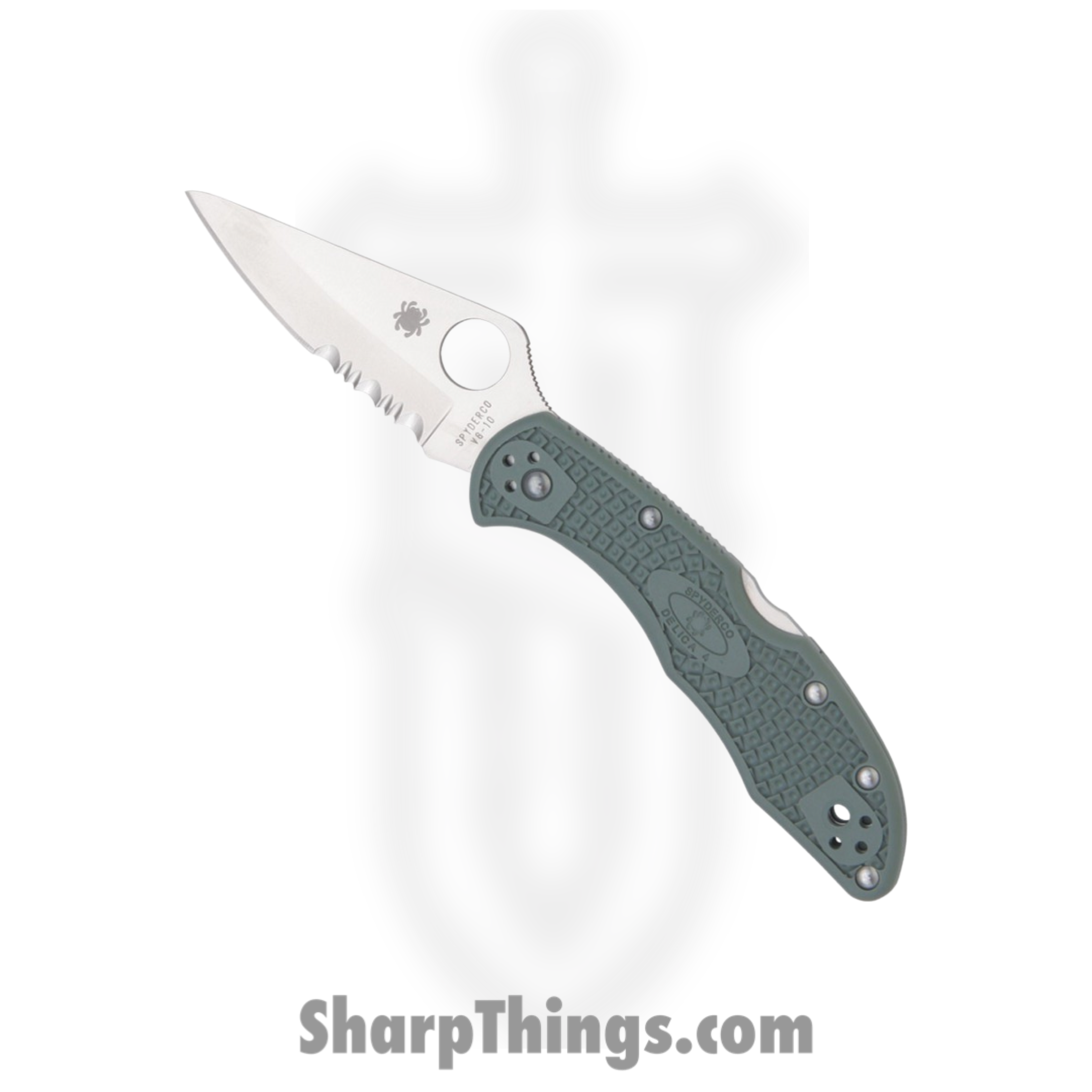 Spyderco - SC11PSFG - Delica 4 Lockback - Folding Knife - VG-10 Satin Drop Point - FRN - Green