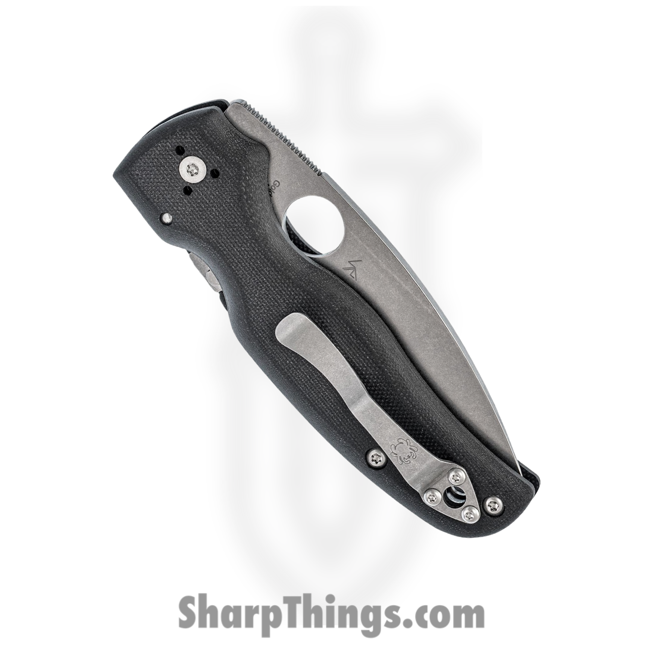 Spyderco - SC229GP - Shaman Compression Lock - Folding Knife - CPM-S30V Stonewash Spear Point - G10 - Black - Image 3