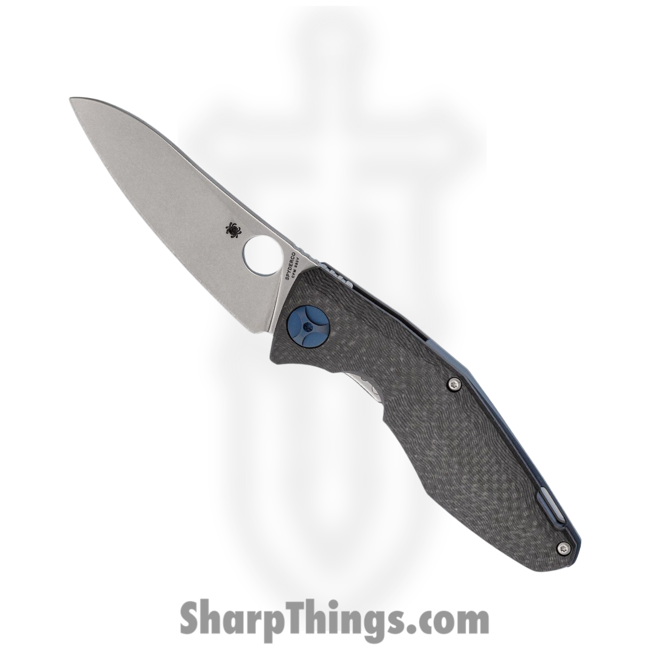 Spyderco - SC235CFTIP - Drunken - Folding Knife - CPM-S90V Satin Sheepsfoot - Carbon Fiber with Titanium Lock - Black