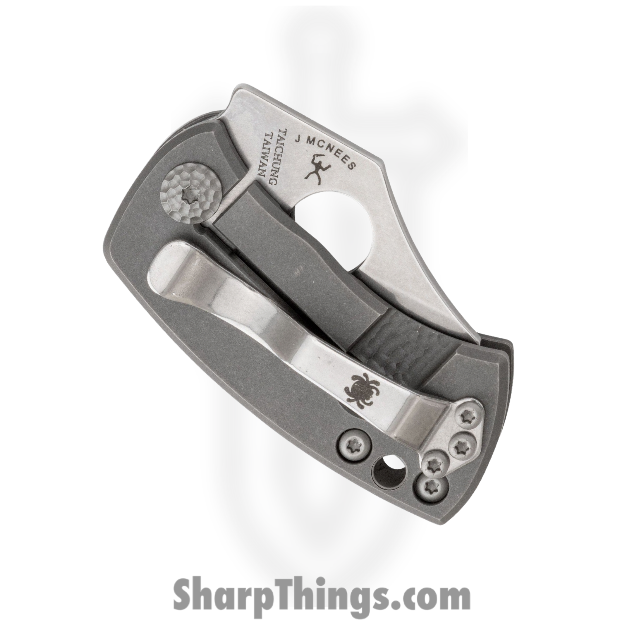 Spyderco - SC236TIP - McBee Framelock - Folding Knife - CTS-XHP Stonewash Wharncliffe - Titanium - Gray - Image 3