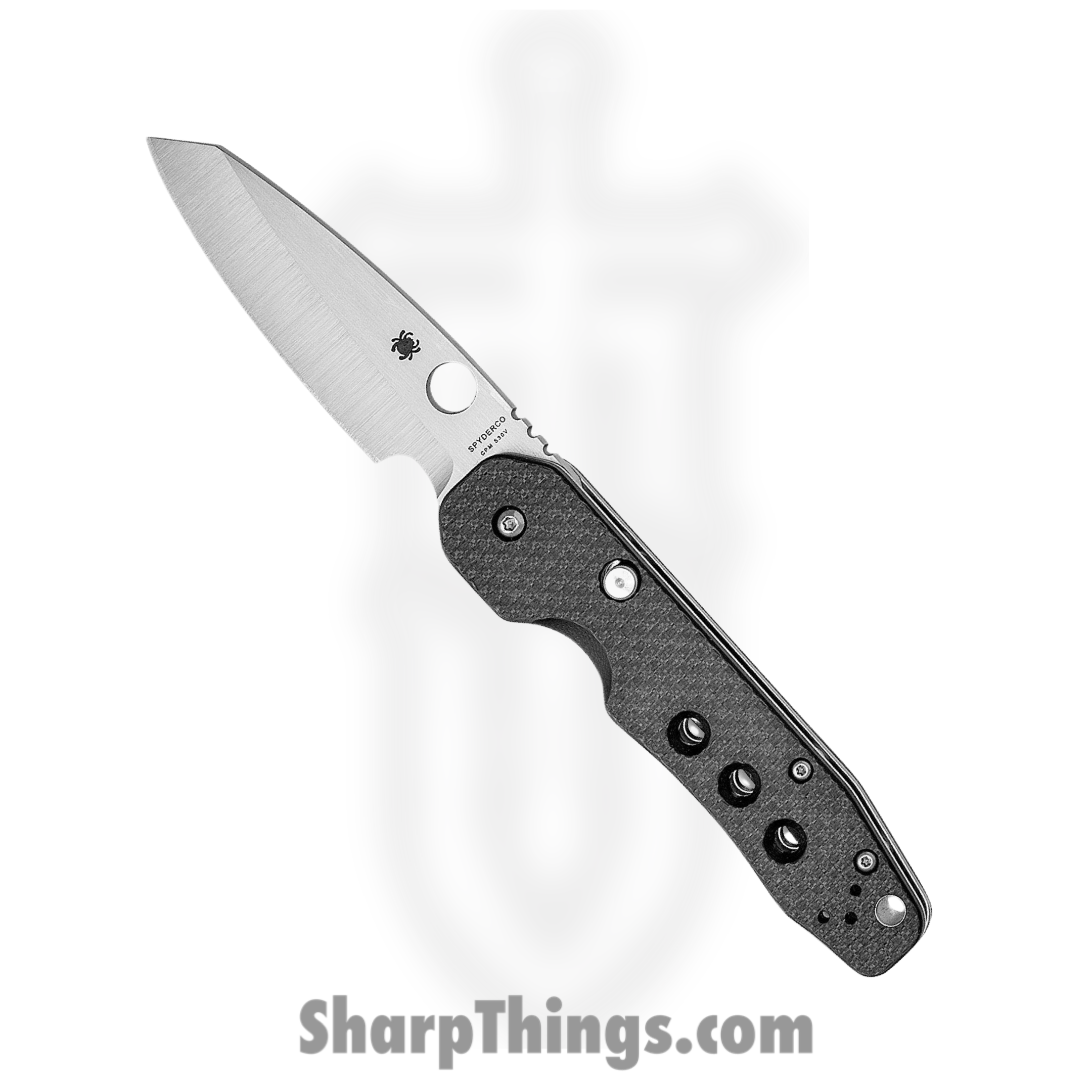 Spyderco - SC240CFP - Smock Compression Lock - Folding Knife - CPM-S30V Satin Sheepsfoot - Carbon Fiber G10 - Black