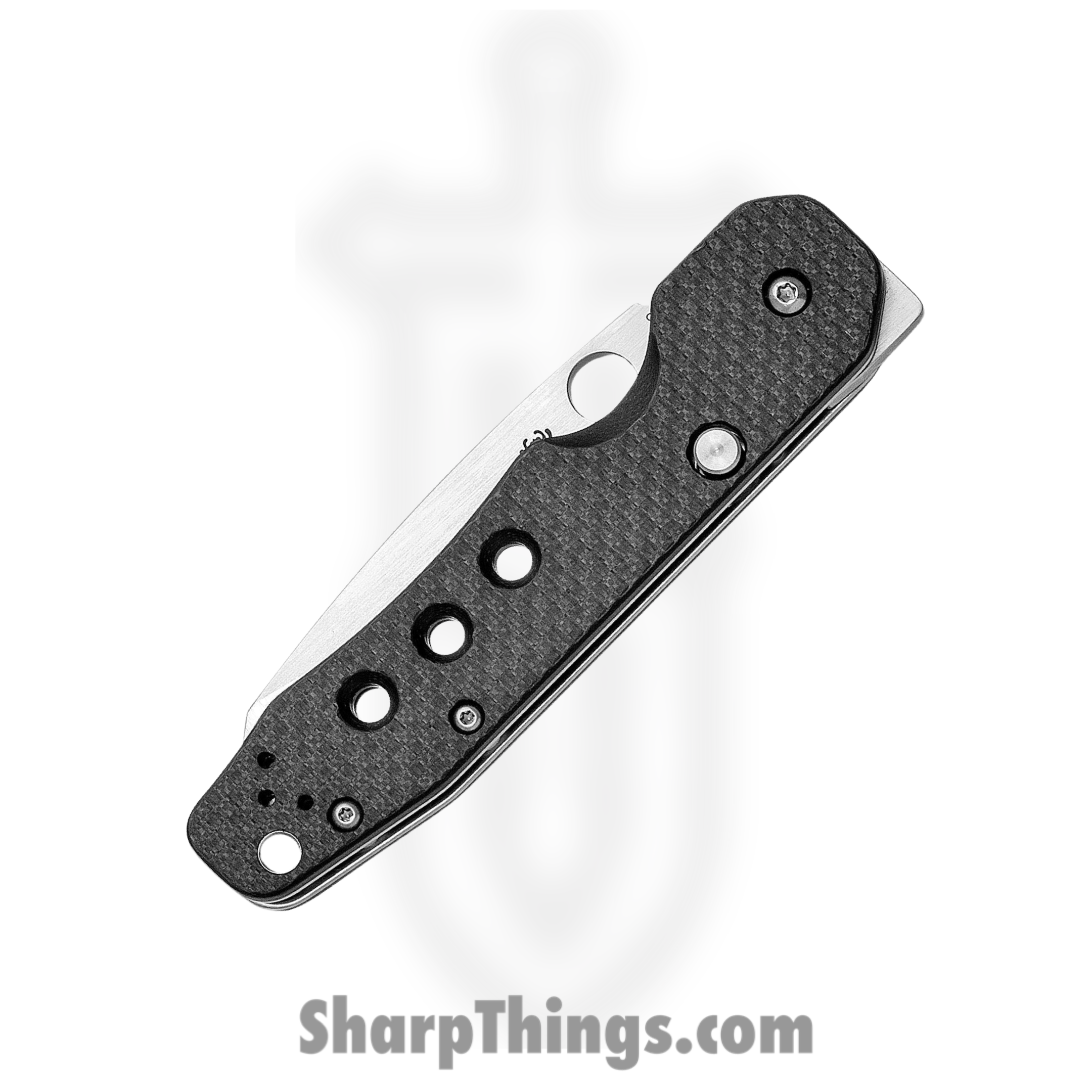 Spyderco - SC240CFP - Smock Compression Lock - Folding Knife - CPM-S30V Satin Sheepsfoot - Carbon Fiber G10 - Black - Image 3