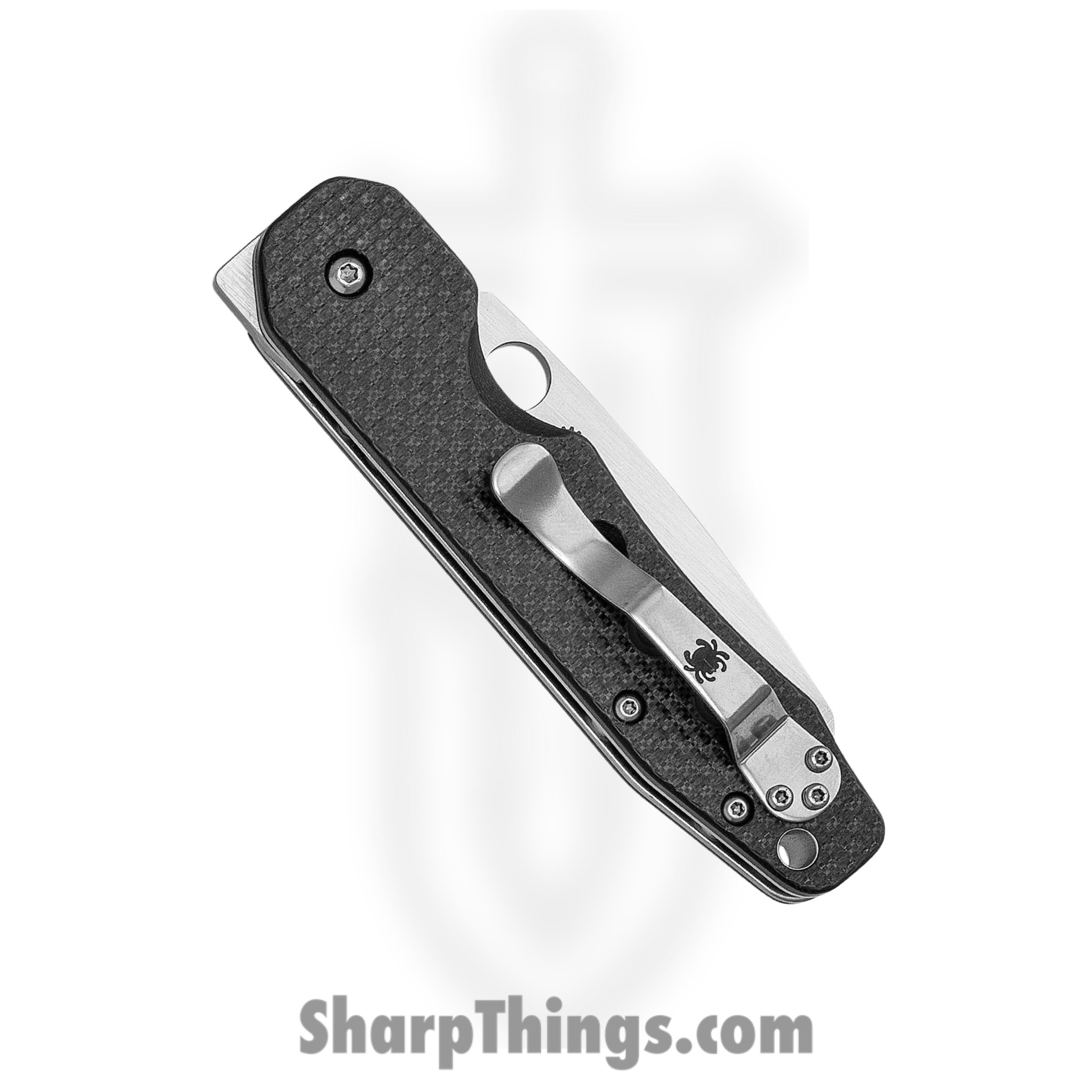 Spyderco - SC240CFP - Smock Compression Lock - Folding Knife - CPM-S30V Satin Sheepsfoot - Carbon Fiber G10 - Black - Image 4