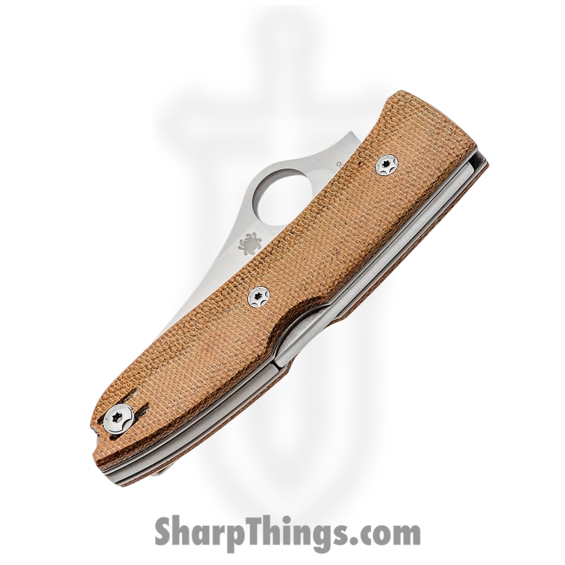 Spyderco - SC255CMP - SpyOpera Lockback - Folding Knife - M390 Satin Drop Point - Canvas Micarta - Brown - Image 2
