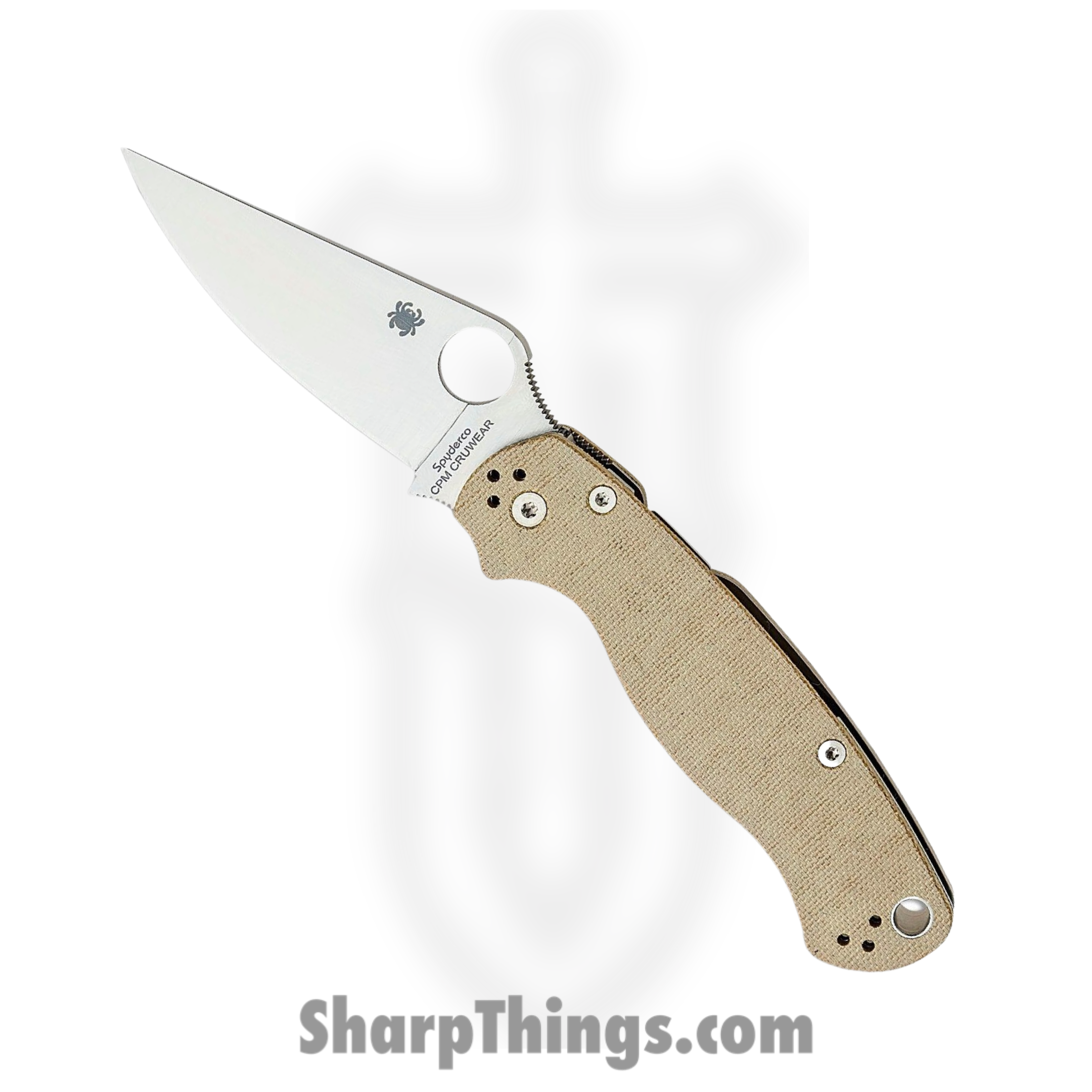 Spyderco - SC81MPCW2 - Para Military 2 - Folding Knife - CPM-CruWear Tool Steel Satin Clip Point - Canvas Micarta - Brown