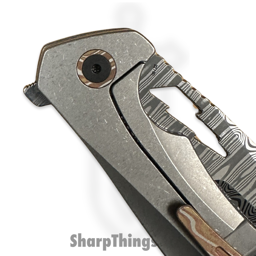 Something Obscene Co. - NVNm-Dam-Mok - New Version Nemley - Damacore Odins Eye Cleaver - Titanium - Grey Mokume - Image 8