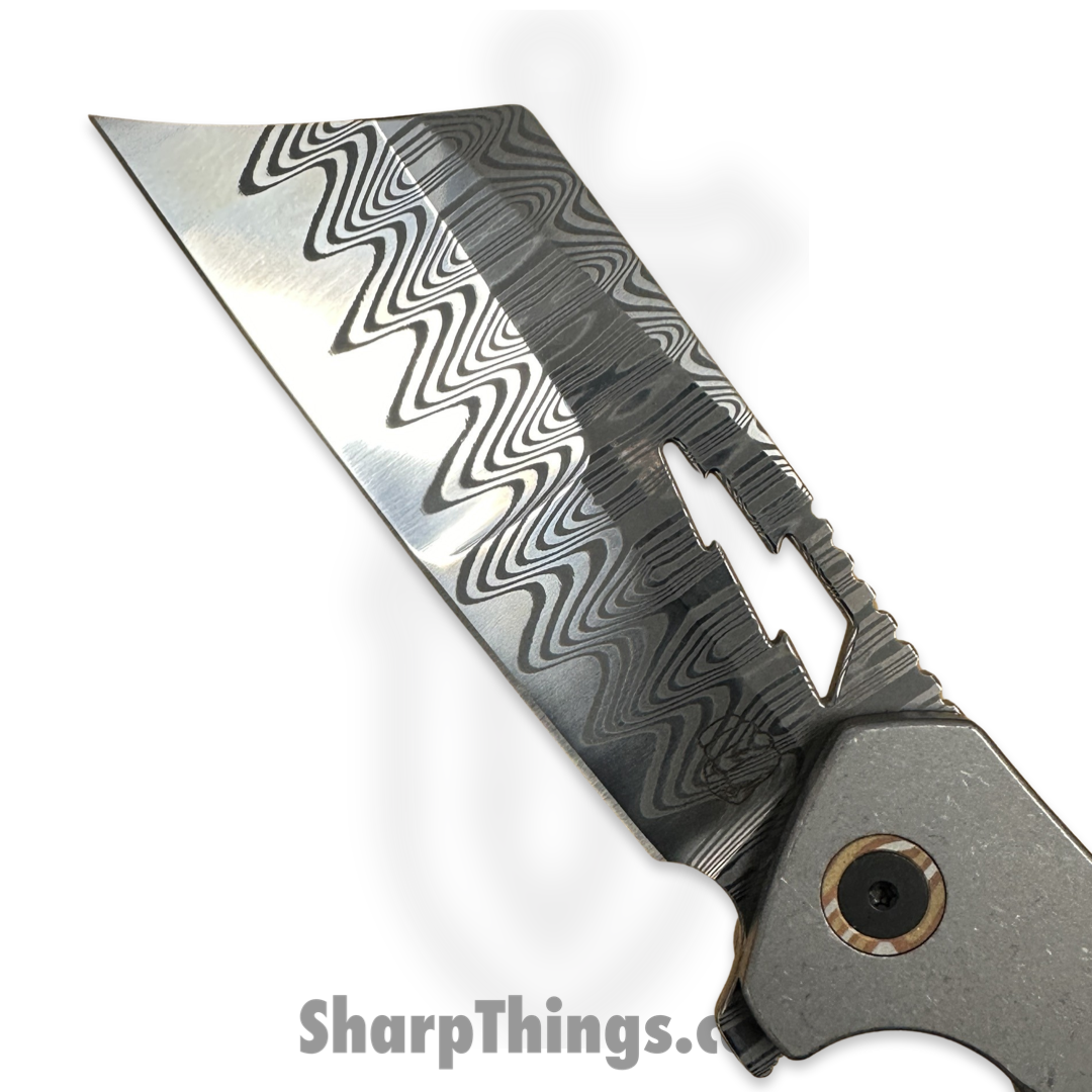 Something Obscene Co. - NVNm-Dam-Mok - New Version Nemley - Damacore Odins Eye Cleaver - Titanium - Grey Mokume - Image 5