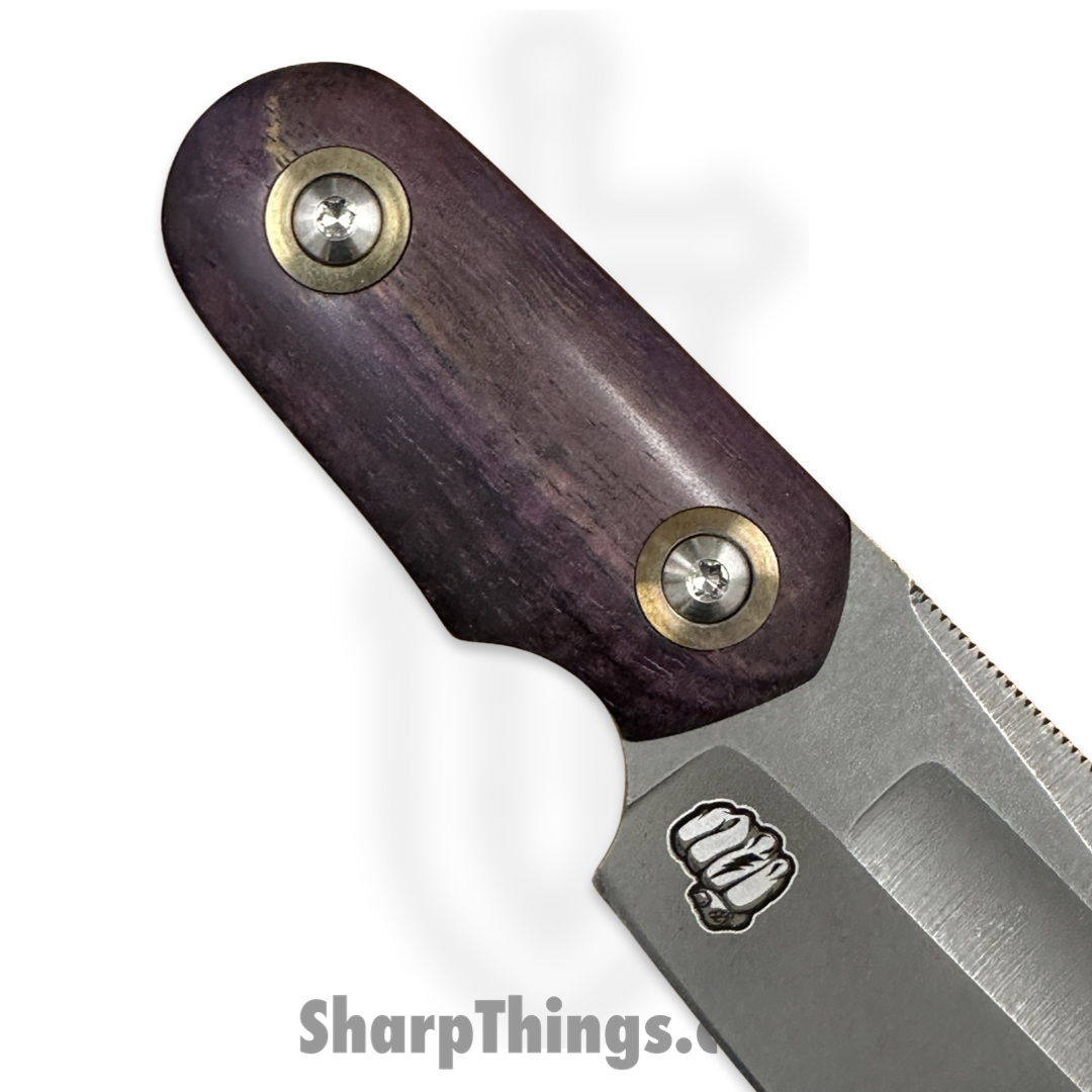 Something Obscene Co. - CMC-Purp-SW - Custom Mini Cleaver - CPM Magnacut Stonewash Cleaver - Curly Mango - Purple - Image 6