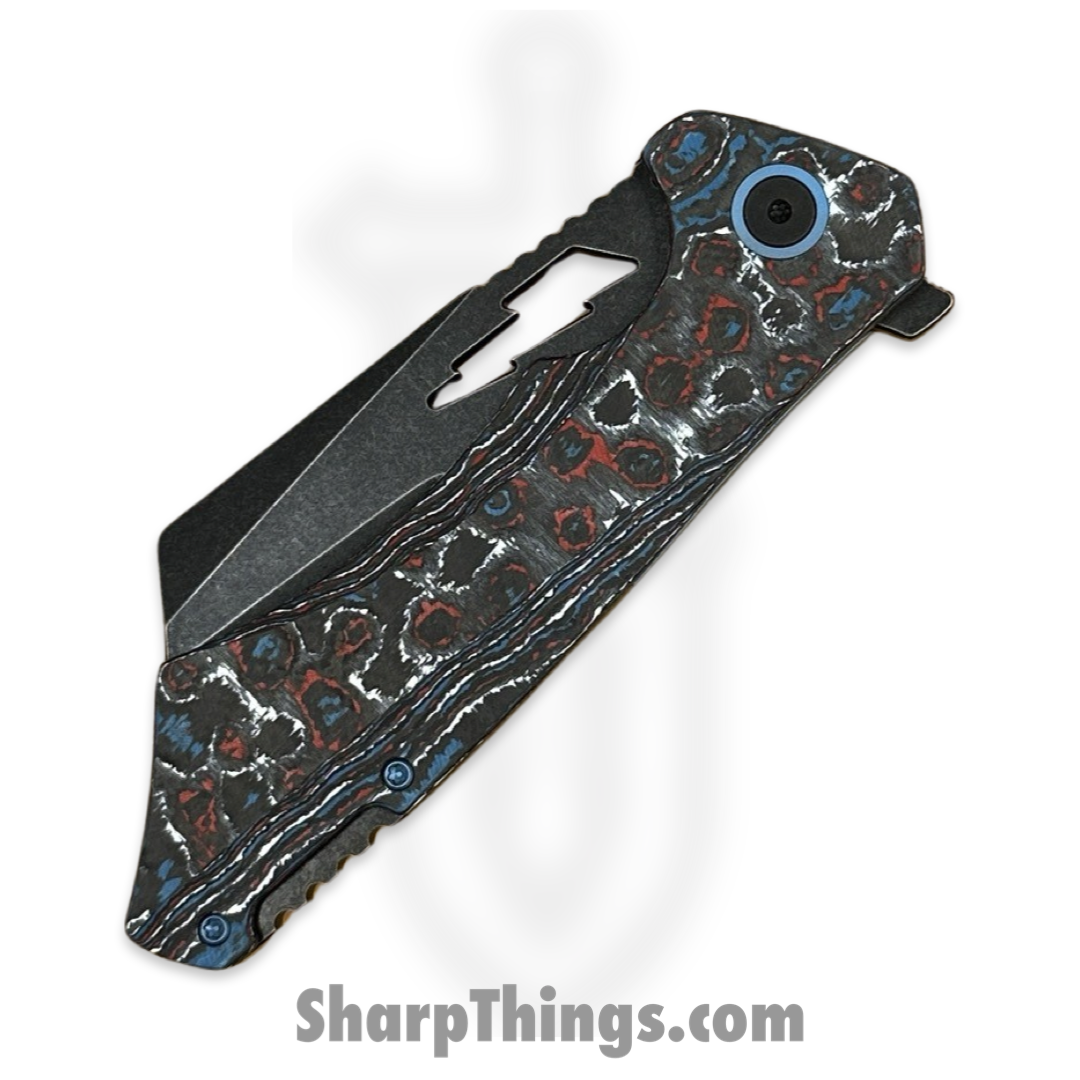 Something Obscene Co. - NVNem-Neb-SW - New Version Nemley - CPM 20CV Coated Cleaver - Fat Carbon Titanium - Red White Blue - Image 3