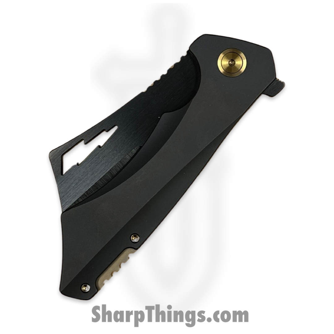 Something Obscene Co. - Nem4-Blk-Gld - Nemley V4 - CPM 20CV Coated Cleaver - Titanium - Black Gold - Image 3