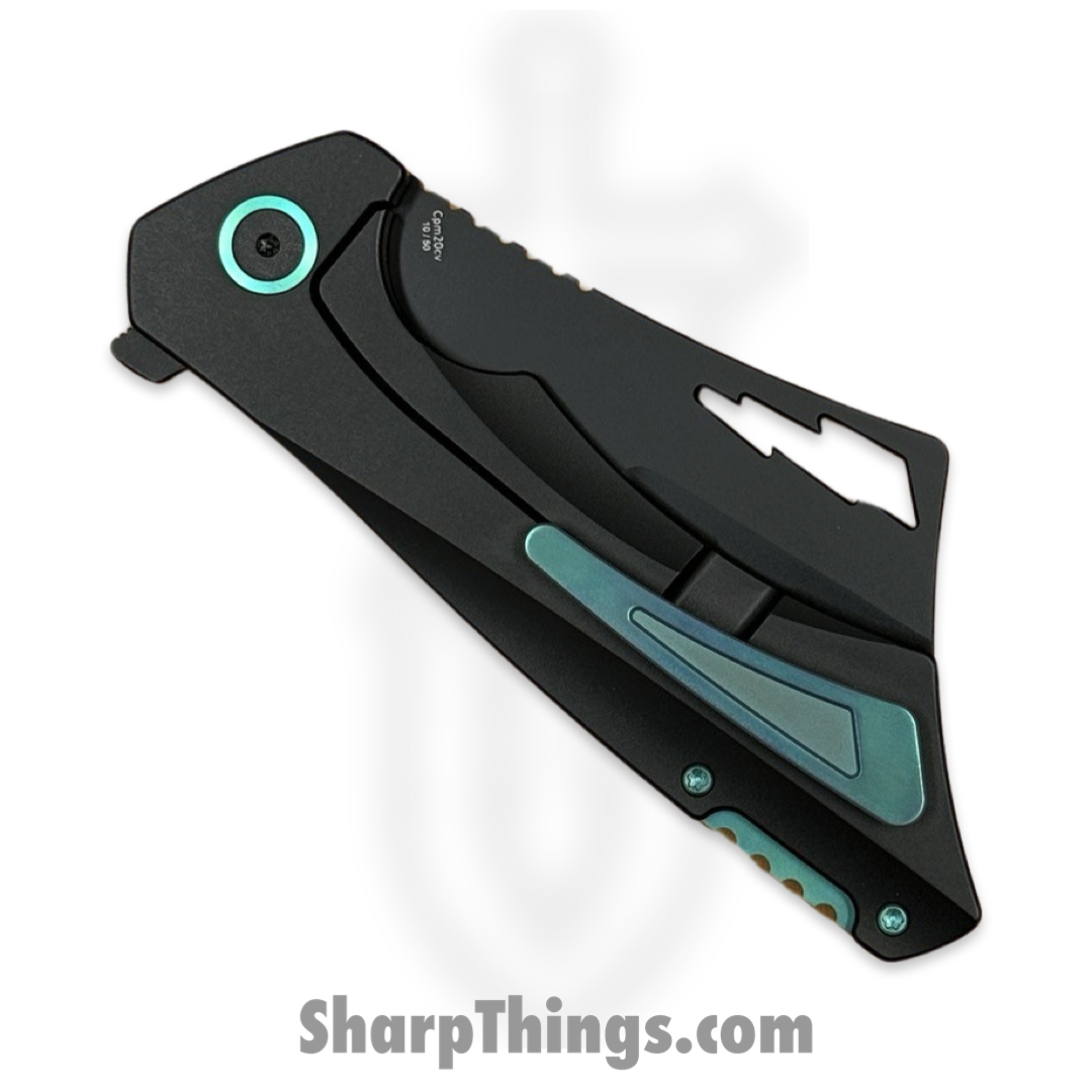 Something Obscene Co. - Nem4-Gph-Trq - Nemley V4 - CPM 20CV Coated Cleaver - Titanium - Graphite Turquoise - Image 4