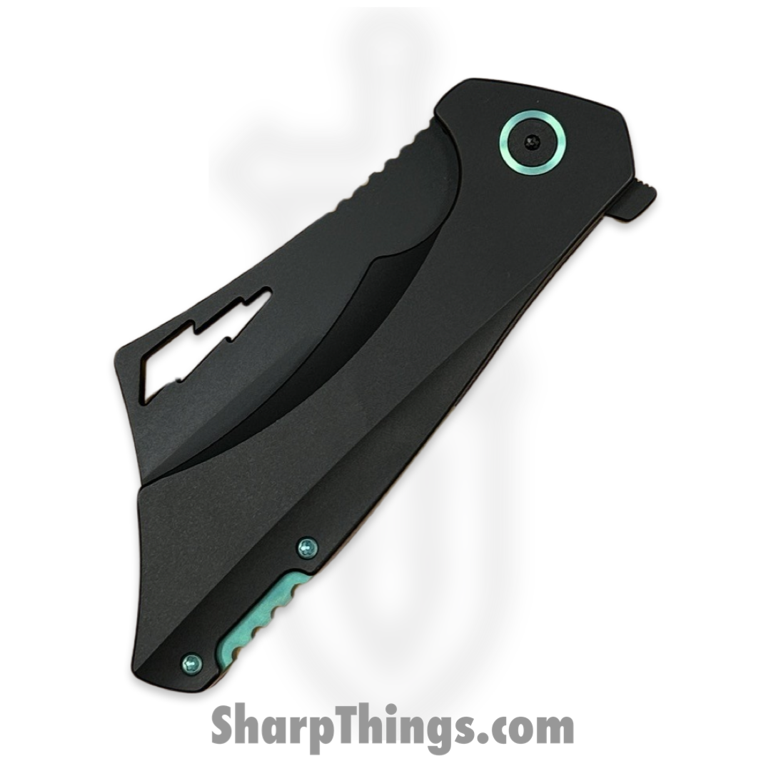 Something Obscene Co. - Nem4-Gph-Trq - Nemley V4 - CPM 20CV Coated Cleaver - Titanium - Graphite Turquoise - Image 3