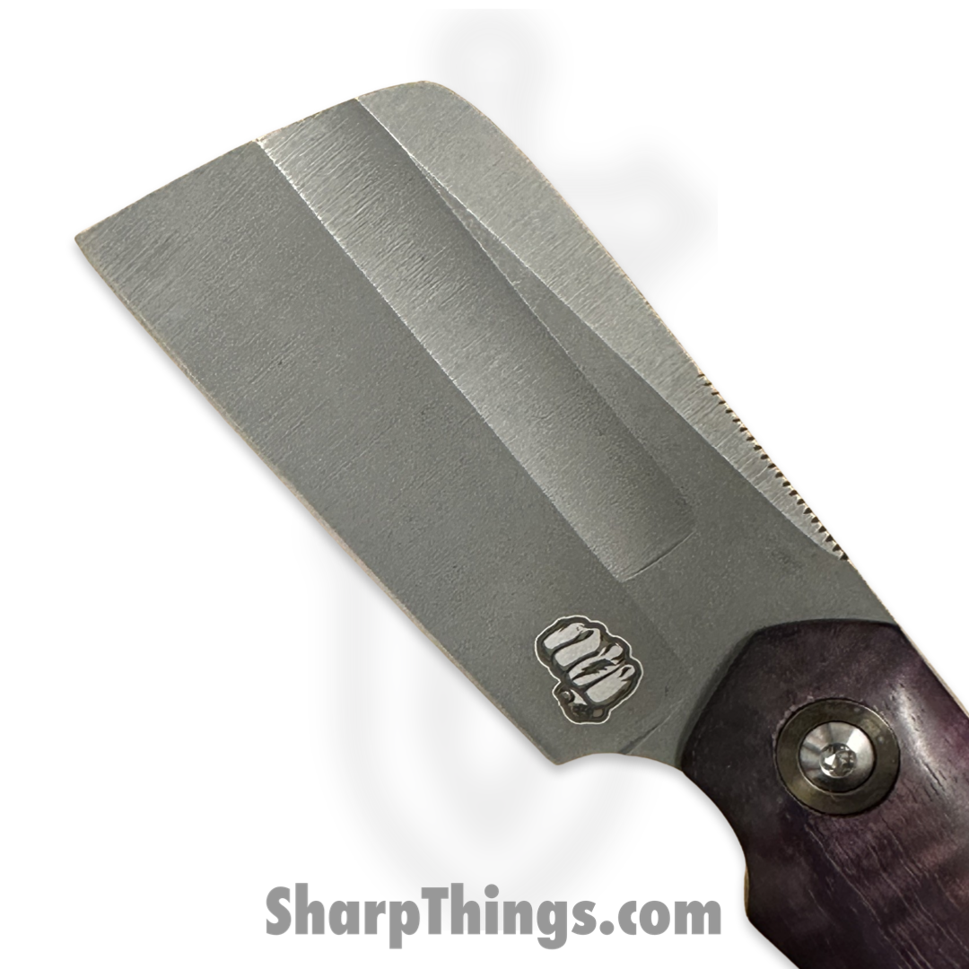 Something Obscene Co. - CMC-Purp-SW - Custom Mini Cleaver - CPM Magnacut Stonewash Cleaver - Curly Mango - Purple - Image 4