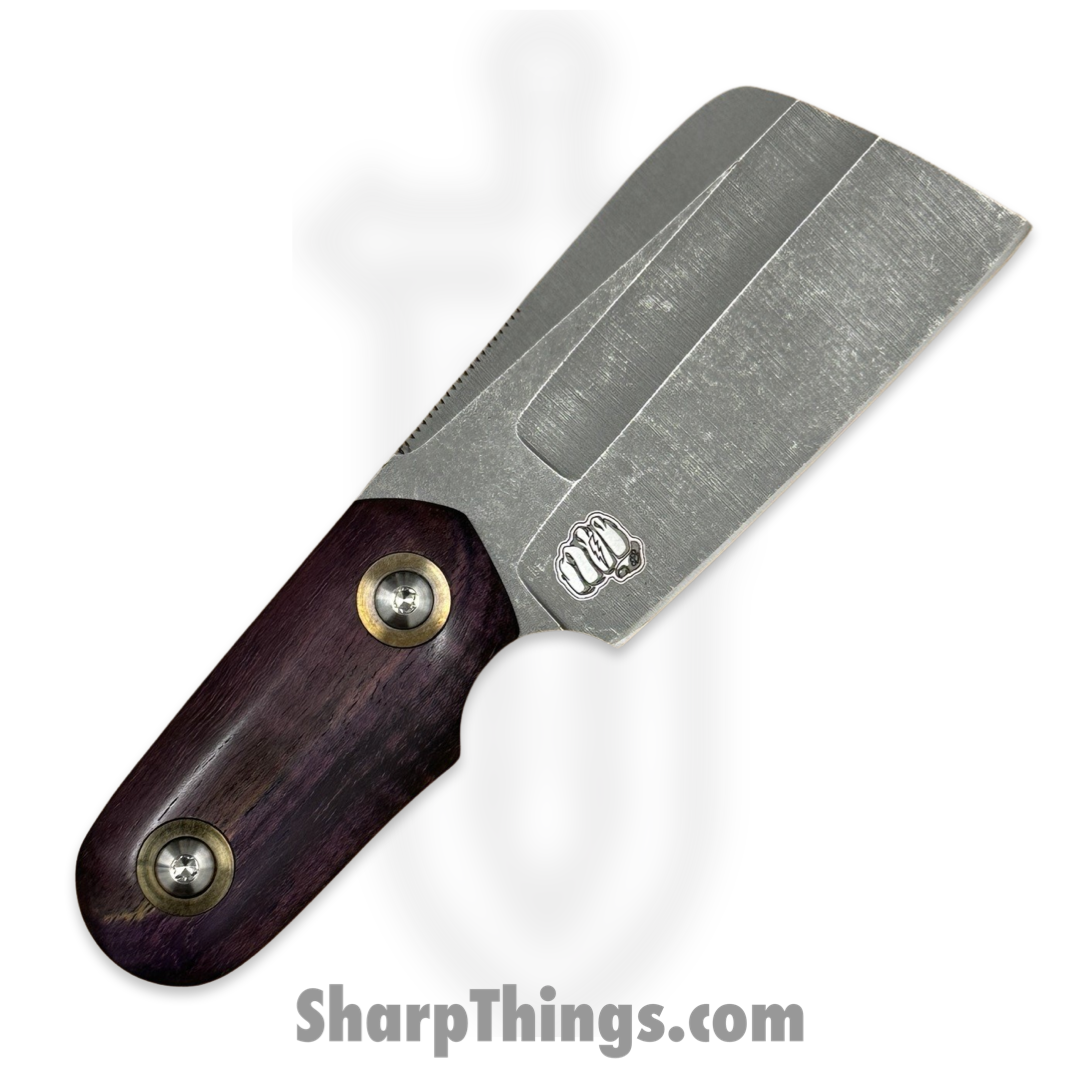 Something Obscene Co. - CMC-Purp-SW - Custom Mini Cleaver - CPM Magnacut Stonewash Cleaver - Curly Mango - Purple - Image 3