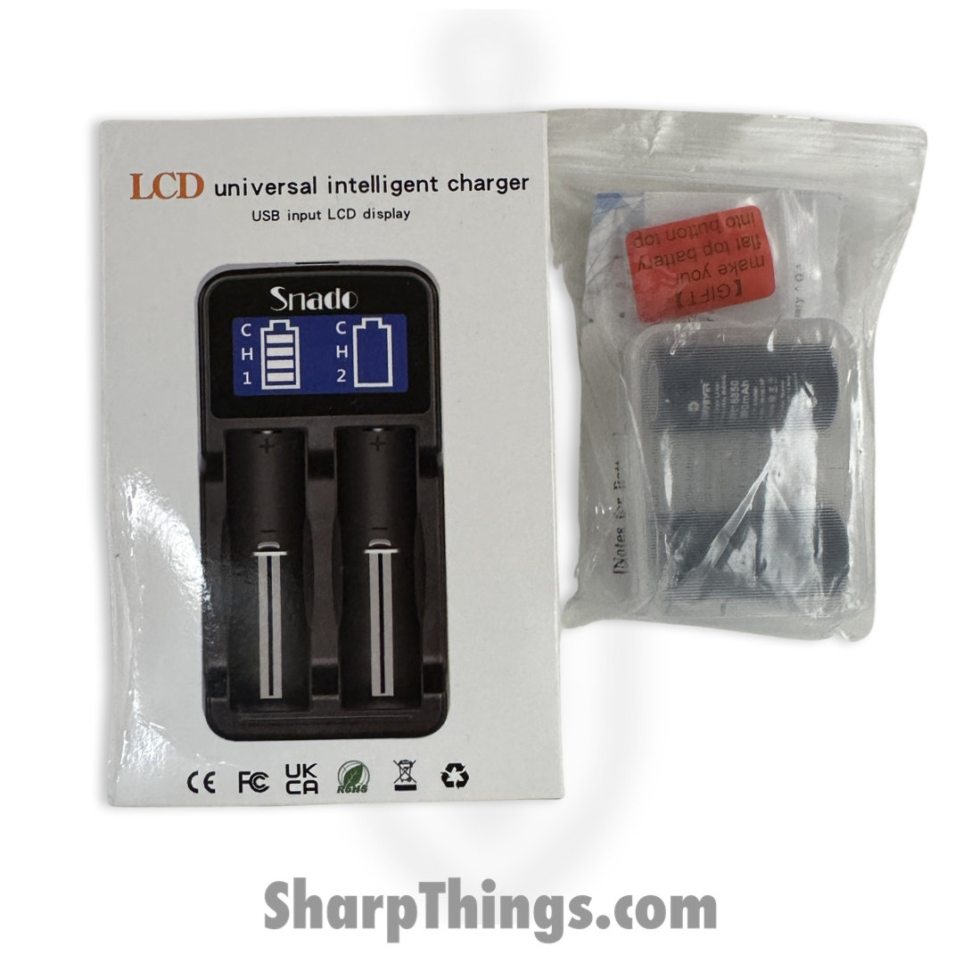 Something Obscene Co. - So-Batt-Chrg - Flashlight Batteries and Charger - 18350 Lithium - 1200Mah - Black