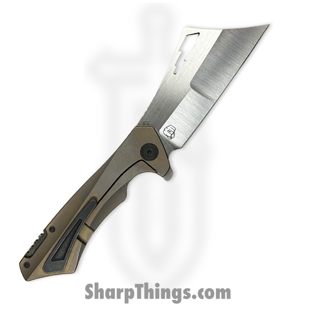Something Obscene Co. - Nem4-Sat-Brz - Nemley V4 - CPM 20CV Satin Cleaver - Titanium - Bronze - Image 2