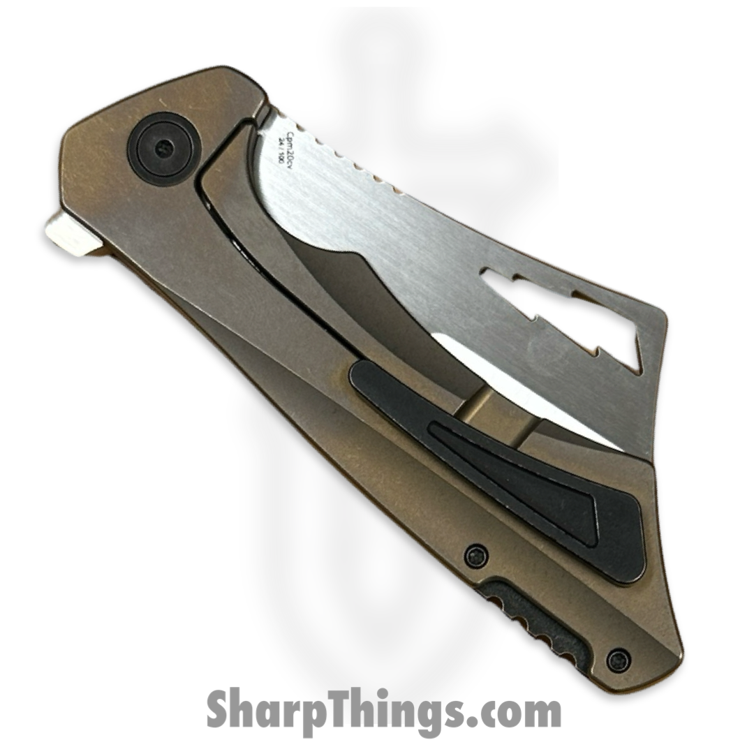 Something Obscene Co. - Nem4-Sat-Brz - Nemley V4 - CPM 20CV Satin Cleaver - Titanium - Bronze - Image 5