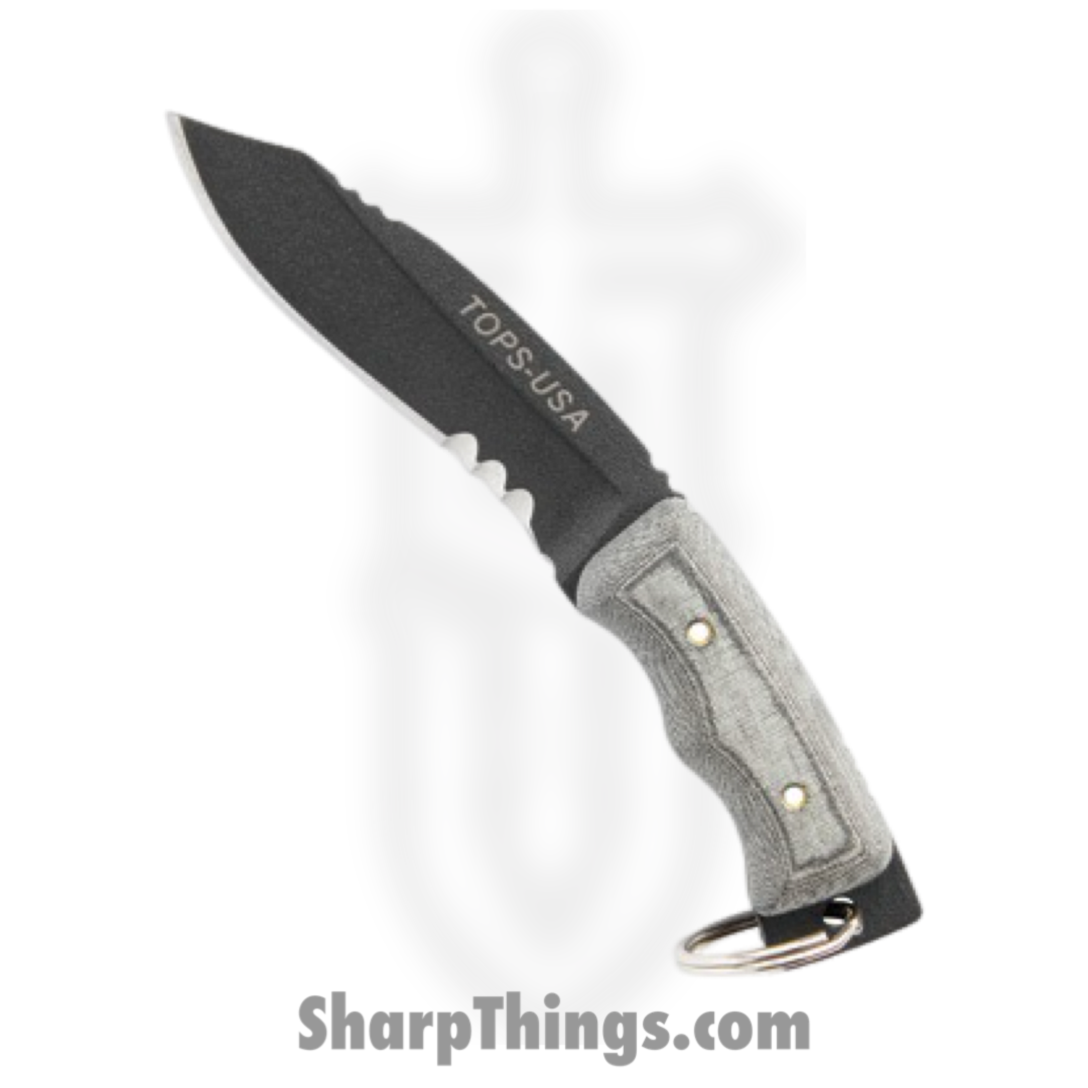 Tops - TPSE107CXX - Steel Eagle/Mini Eagle Combo - Fixed Blade Knife - 1095HC Black Stonewash Clip Point - Micarta - Gray - Image 3