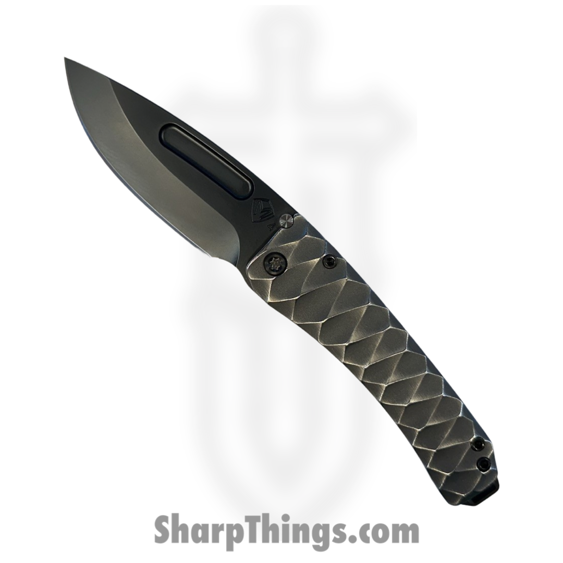 Medford Knife and Tool - 030724D - Midi Marauder - Folding Knife - S45VN DLC Drop Point - "DiamondHead" Titanium - Silver