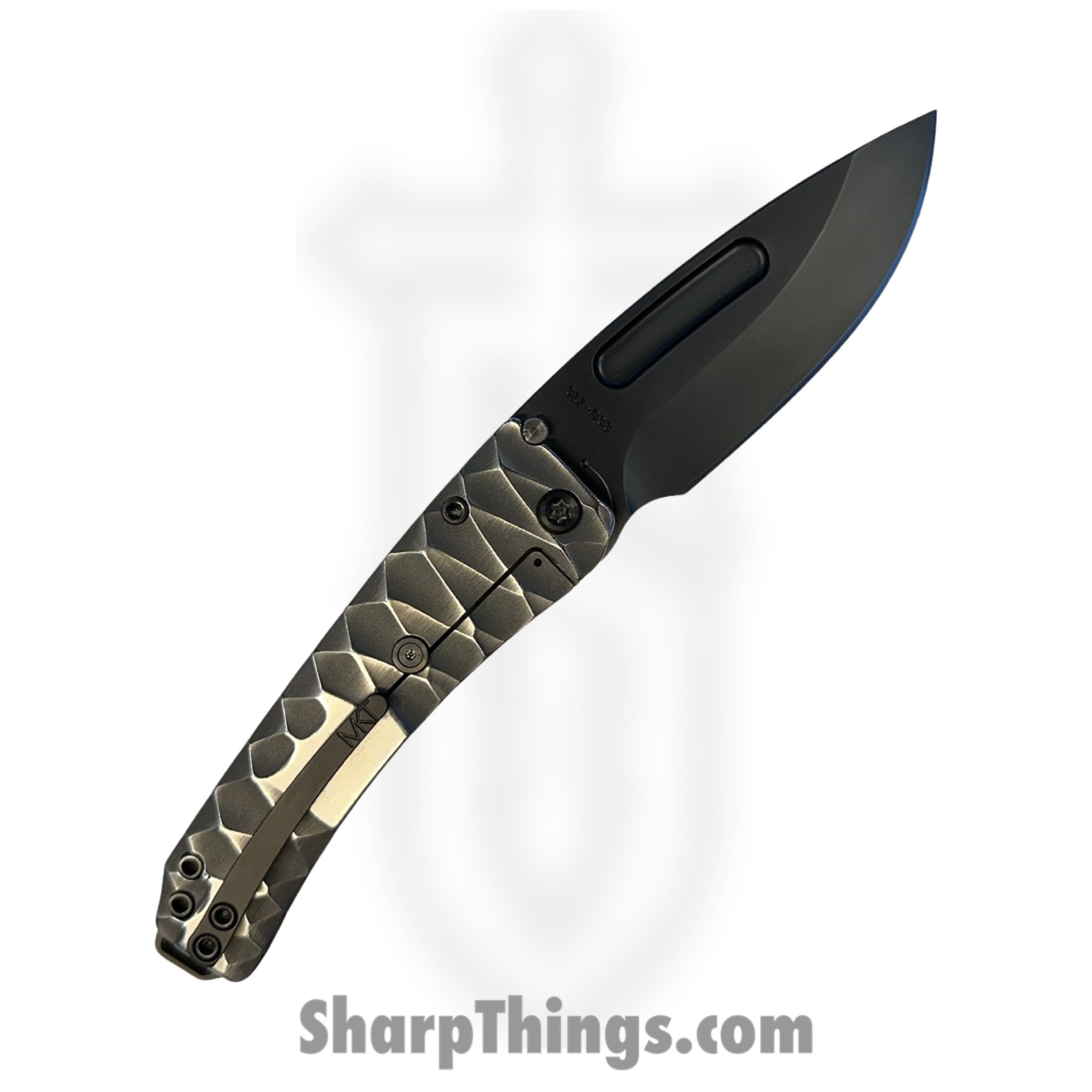Medford Knife and Tool - 030724D - Midi Marauder - Folding Knife - S45VN DLC Drop Point - "DiamondHead" Titanium - Silver - Image 2